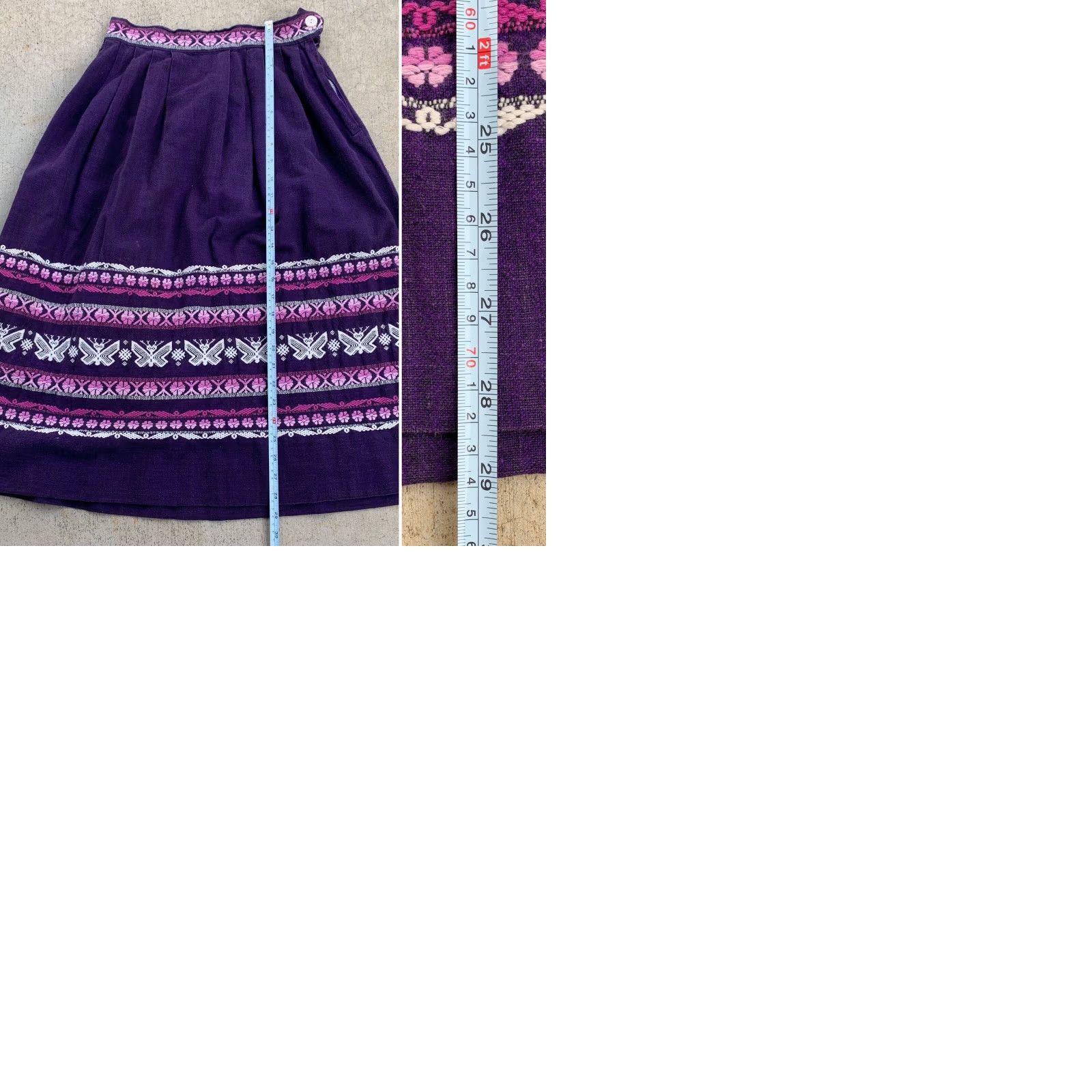Vintage VINTAGE Embroidered Skirt Handwoven Cotton MAYATEX Fabrics Made In Guatemala 26" Waist Purple Size 26" / US 2 / IT 38 - 9 Thumbnail