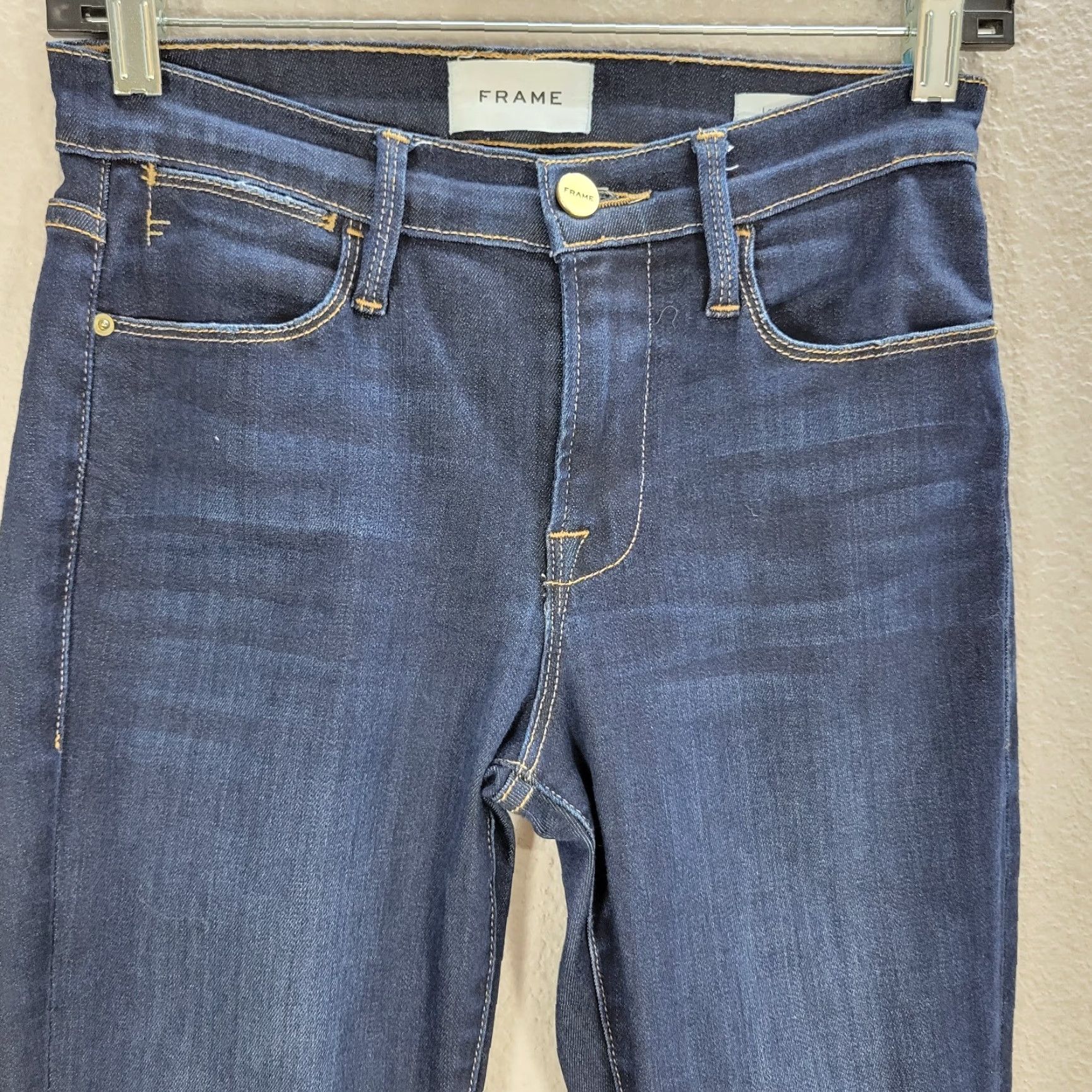 Frame FRAME Women's Jeans Le High Skinny Blue Ankle Slit Dark Wash Mid Rise 24 Size 42" / US 20 - 4 Thumbnail