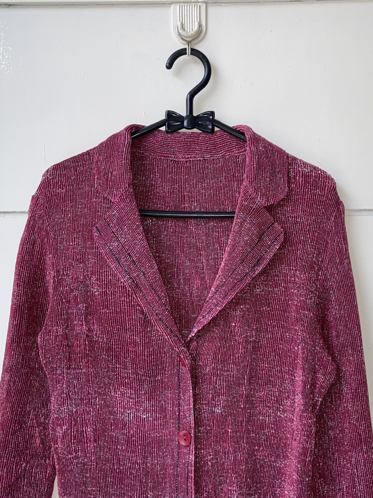 Designer × Japanese Brand COLLINEJARDIN Pink Pleats Blazers Size XS / US 0-2 / IT 36-38 - 3 Thumbnail