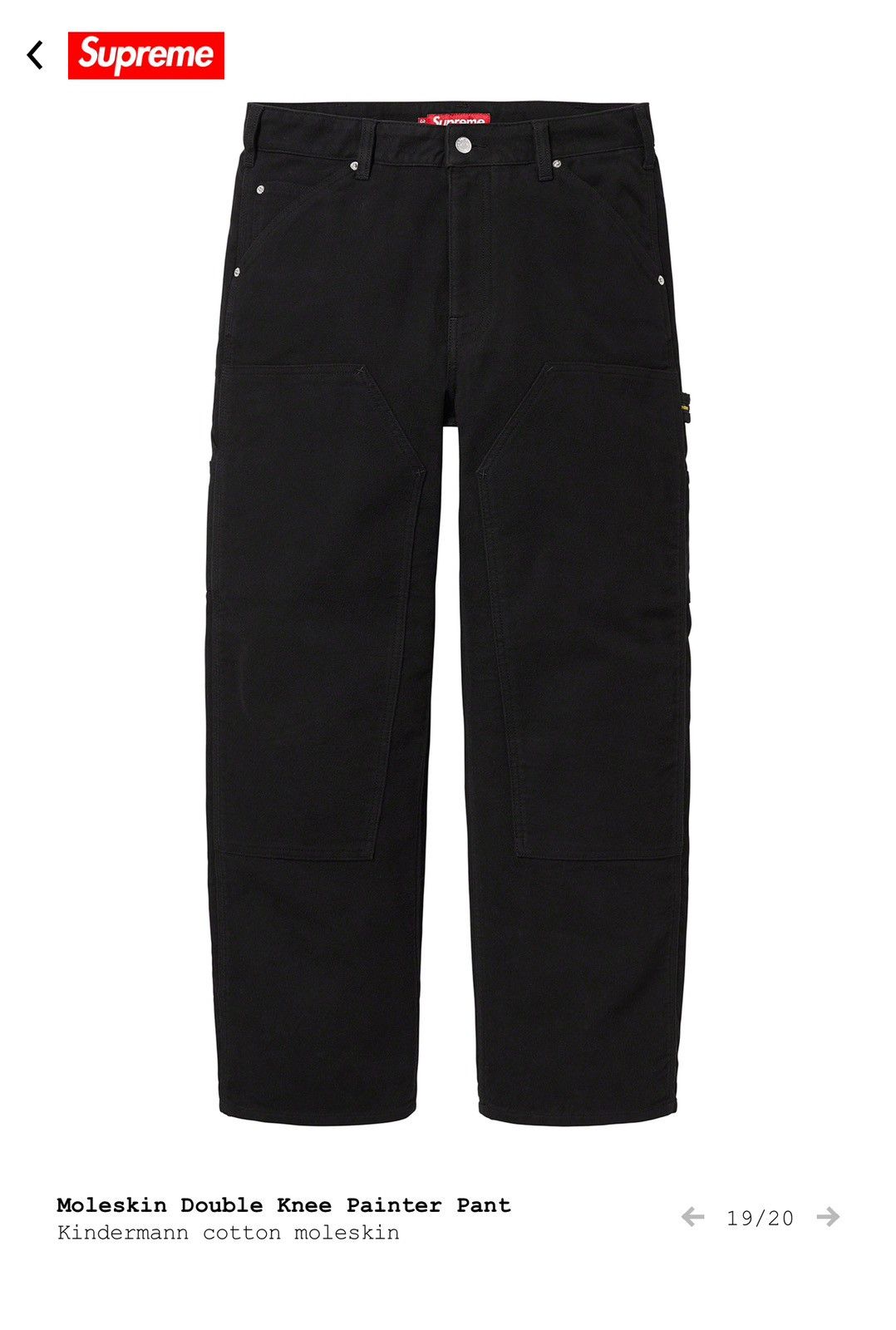 Supreme Supreme Black Moleskin Double Knee Painter Pants | Grailed