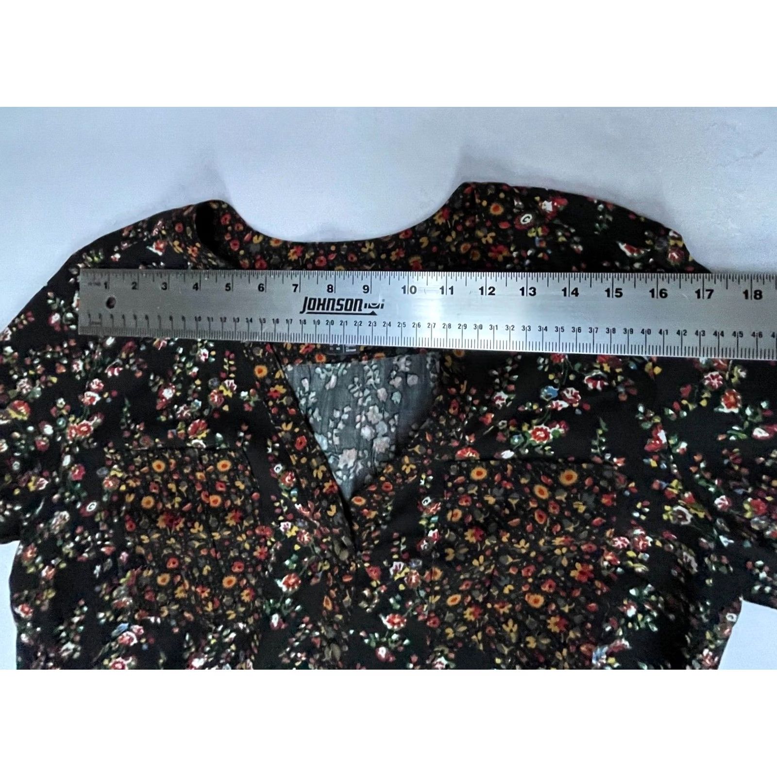 Vintage Maeve by Anthropologie Tunic Dress Shirt Dress Black Floral Long Sleeve Button-Front Sz 8 Lyocell V-Neck Casual Womens Size M / US 6-8 / IT 42-44 - 6 Thumbnail