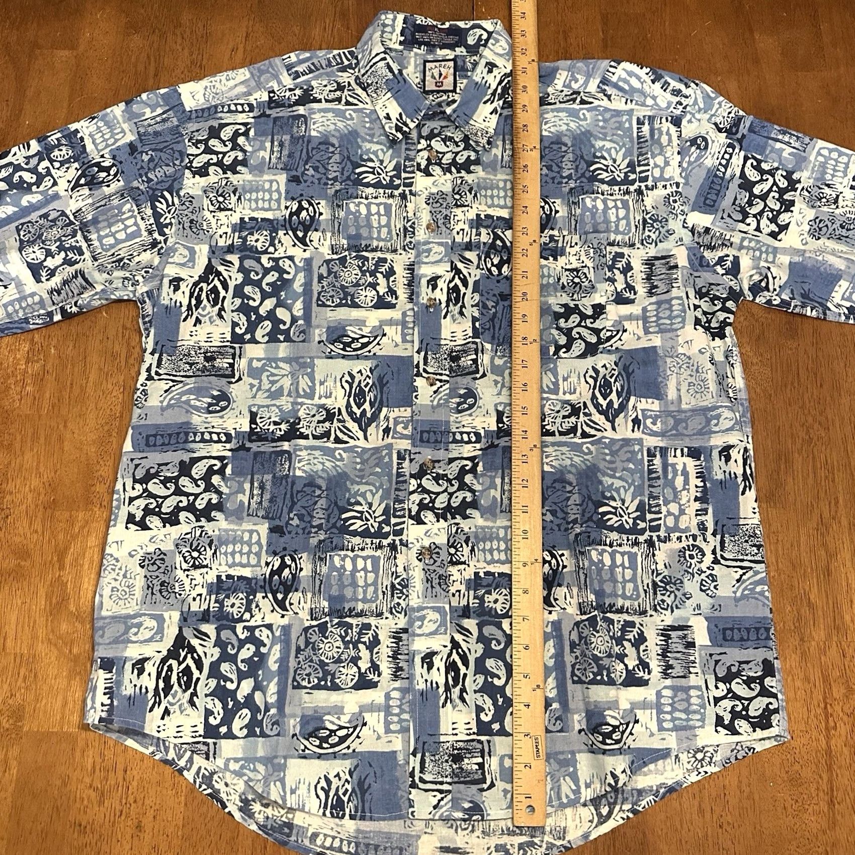 Gloverall VINTAGE Mareh Button-Up Shirt XL Men Blue 100% Cotton Western All Over Long Sleeve Size US XL / EU 56 / 4 - 5 Thumbnail