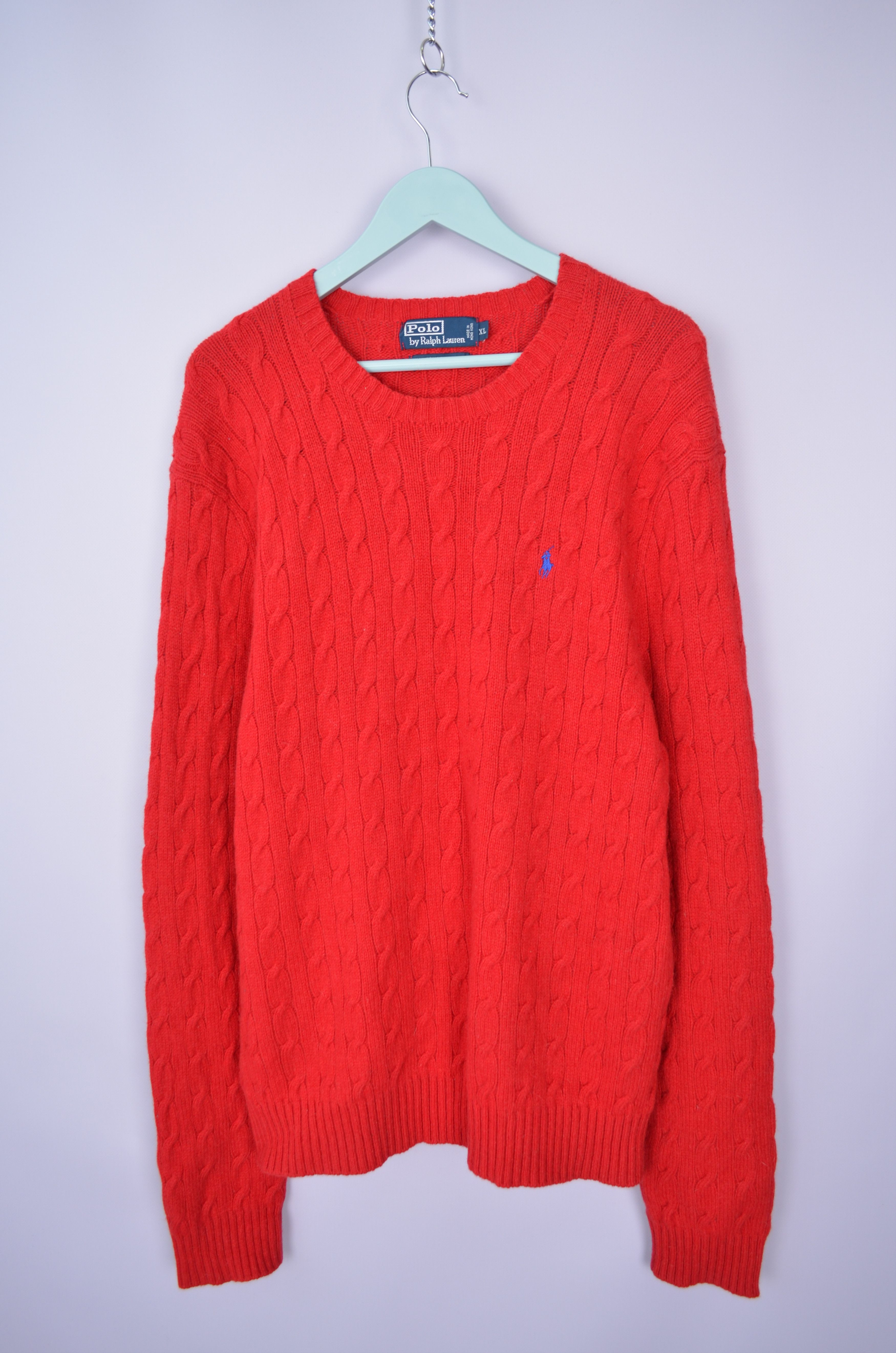 Designer × Polo Ralph Lauren Polo Ralph Lauren Cable Knit Red Wool/Angora Sweater Jumper Size US XL / EU 56 / 4 - 1 Thumbnail