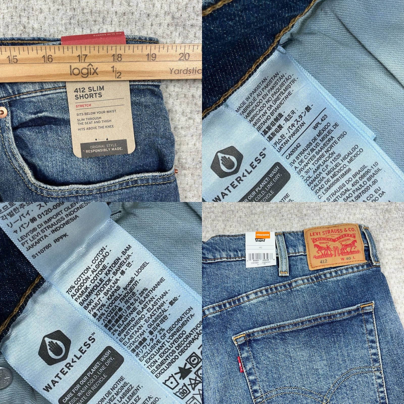 Levi's Levi's 412 Shorts Men Slim Fit Denim Blue 40 Med Wash Distressed 5-Pocket Bermuda Zip Front Casual Jeans Shorts Size US 40 / EU 56 - 9 Thumbnail
