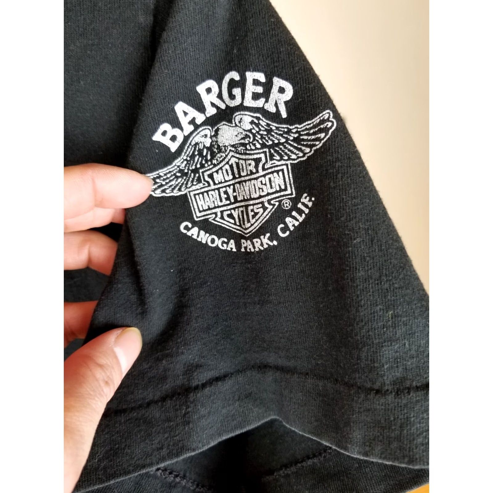 Harley Davidson VINTAGE HARLEY DAVIDSON T-SHIRT BLACK ONE POCKET SINGLE STITCH SZ MEDIUM 90' Mens Size US M / EU 48-50 / 2 - 5 Thumbnail
