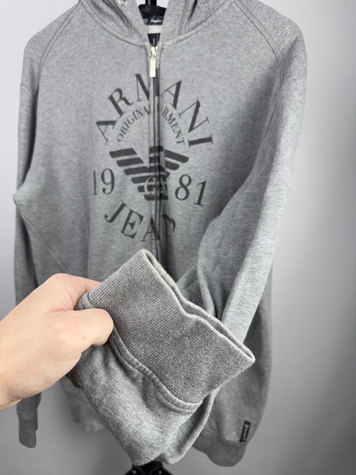 Armani 00s Armani Jeans Grey Zip Hoodie Logo Print Casual Fit Size US XL / EU 56 / 4 - 5 Thumbnail