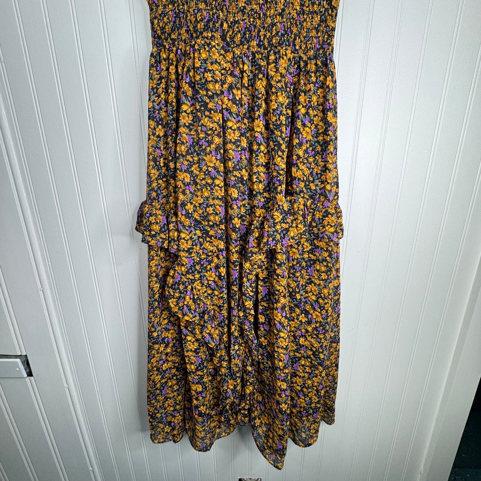 Other Lulus Evalina Mustard Floral Print Mock Neck Midi Dress Size S / US 4 / IT 40 - 11 Thumbnail