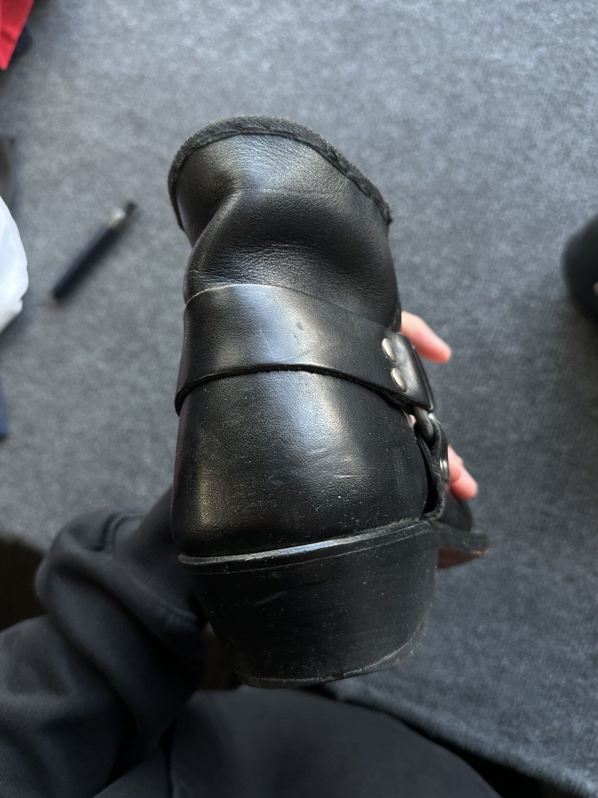 Leather WESTERN 🚨 LEATHER ANKLE METAL COWBOY BLACK BOOTS Size US 6.5 / EU 39-40 - 9 Thumbnail
