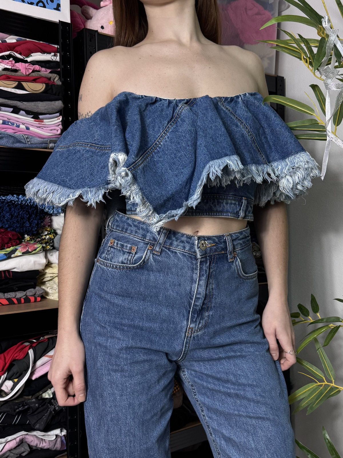 Philosophy di Lorenzo Serafini VINTAGE PHILOSOPHY DI LORENZO SERAFINI RUSHES DENIM CROP TOP Size XS / US 0-2 / IT 36-38 - 11 Thumbnail