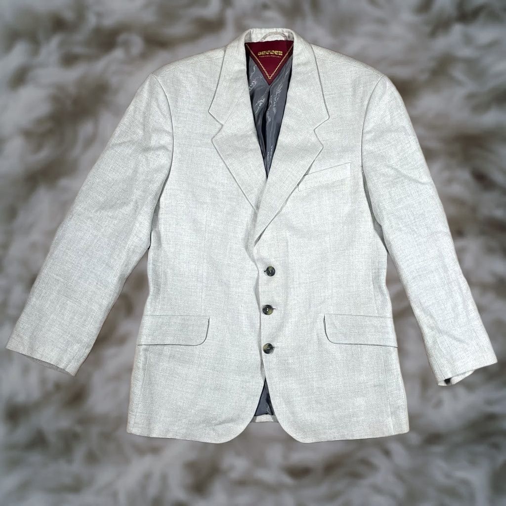 Vintage Brunch Sport Coat 100% Linen Blazer 3 Button Jacket Mens 41 Beige Linen Blazer Shirt Jacket Men 41 Mens Size 42R - 1 Thumbnail