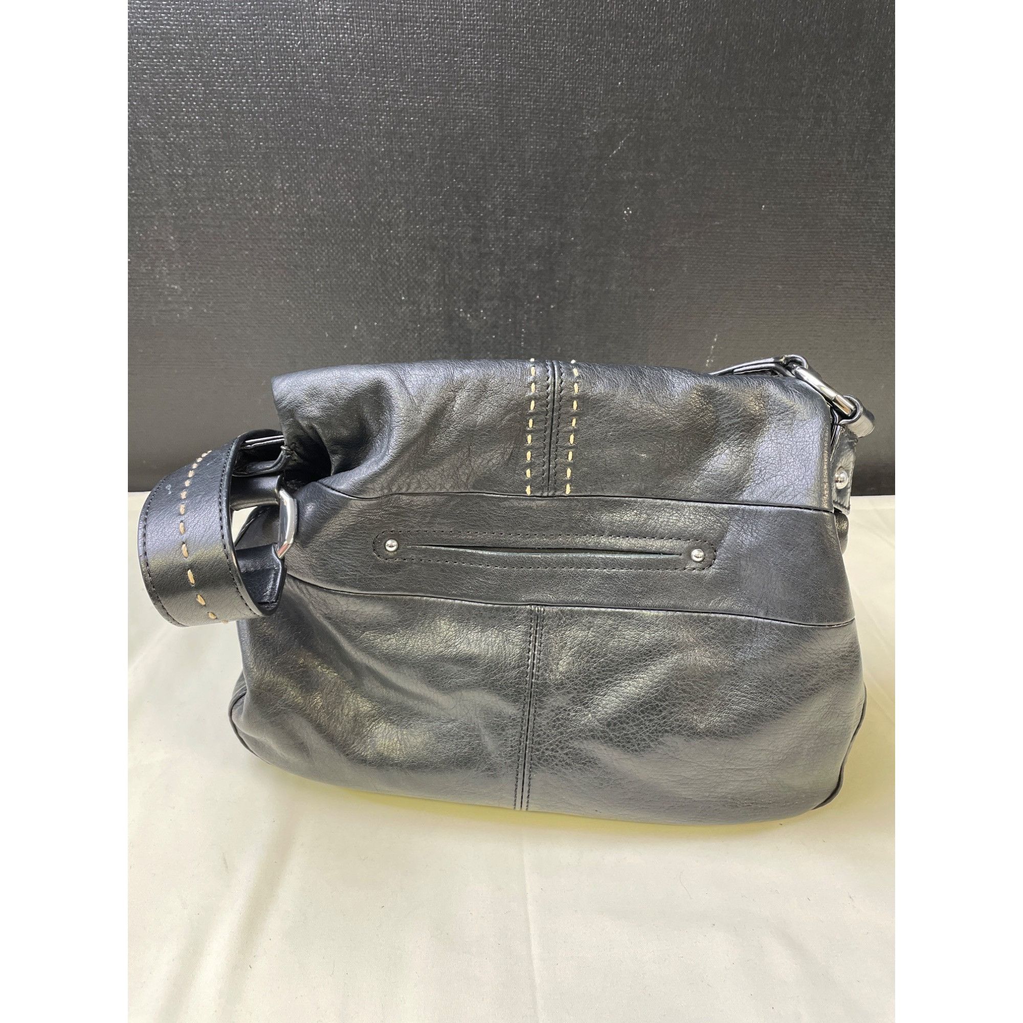 Other B Makowsky Women's Black Pebble Leather Pick Stitch Shoulder Size ONE SIZE - 5 Thumbnail