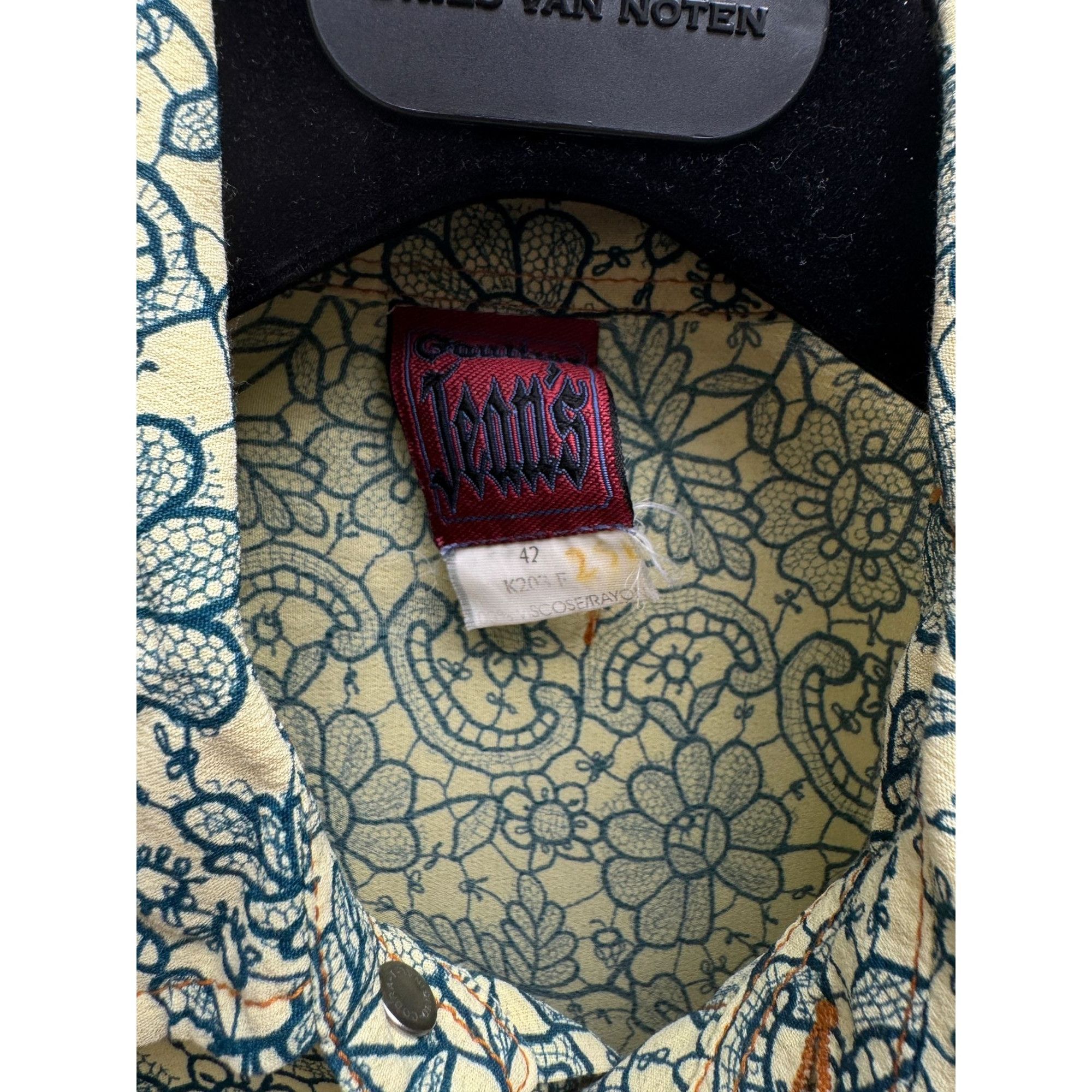 Jean Paul Gaultier Vintage Yellow Navy Viscose Floral Shirt Size M / US 6-8 / IT 42-44 - 4 Thumbnail