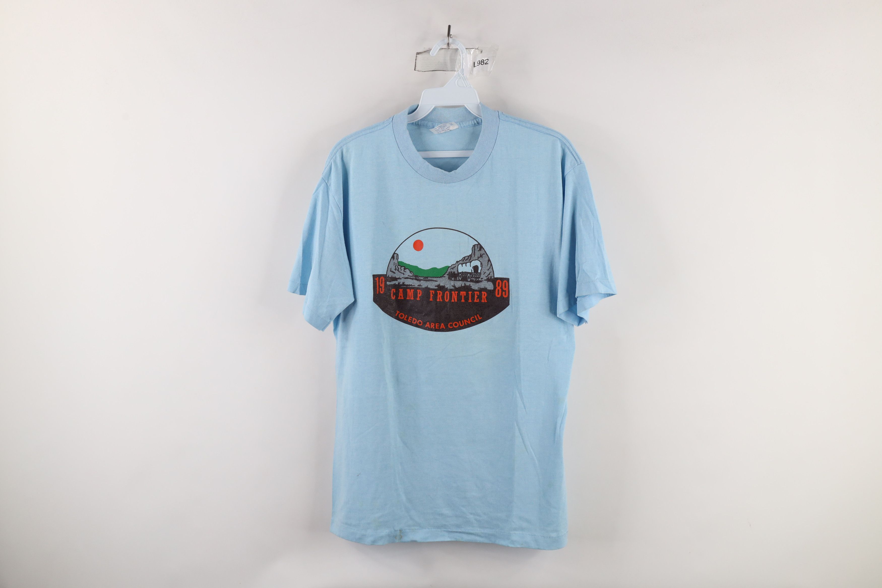 Vintage Vintage 80s Camp Frontier Short Sleeve T-Shirt Blue USA Size US L / EU 52-54 / 3 - 1 Thumbnail
