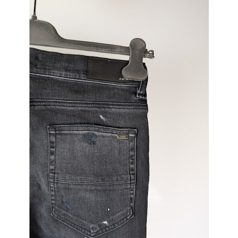 Amiri o1rshd1 MA Drip Skinny Denim Jeans in Aged Black Size US 34 / EU 50 - 15 Thumbnail