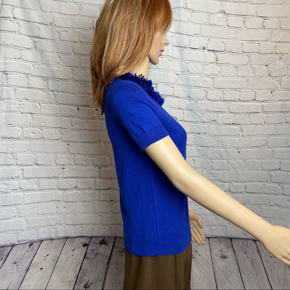 Kate Spade New Kate Spade Silk Cashmere Tassel Cobalt Blue Short Sleev Size XS / US 0-2 / IT 36-38 - 4 Thumbnail