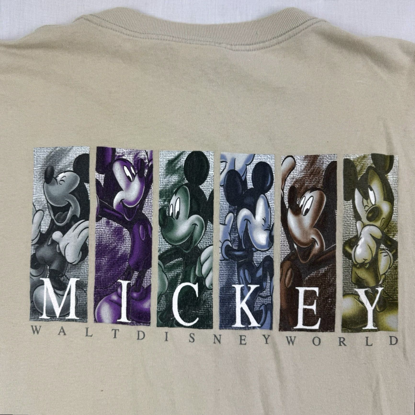 Disney VINTAGE Mickey Mouse T-Shirt Adult XL Tan Disney World Cartoon 90s Y2K Graphic Mens Size US XL / EU 56 / 4 - 2 Thumbnail