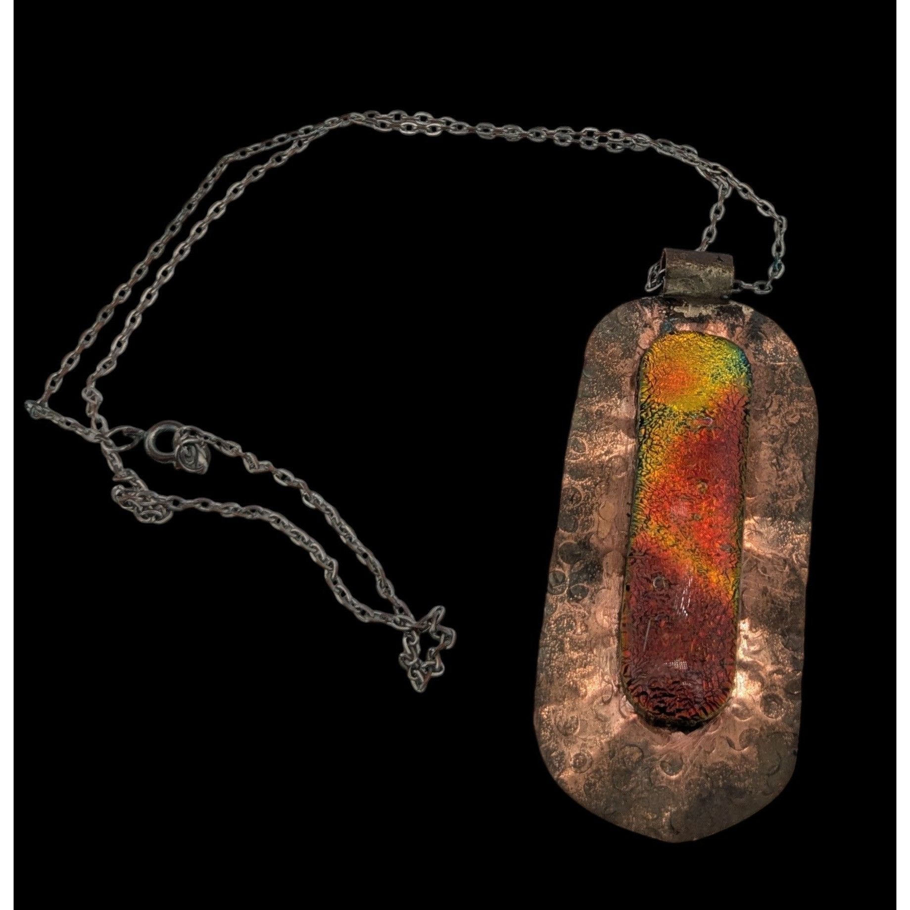 Handmade Vintage Handmade Brutalist Dichroic Glass Pendant Necklace Size ONE SIZE - 2 Thumbnail