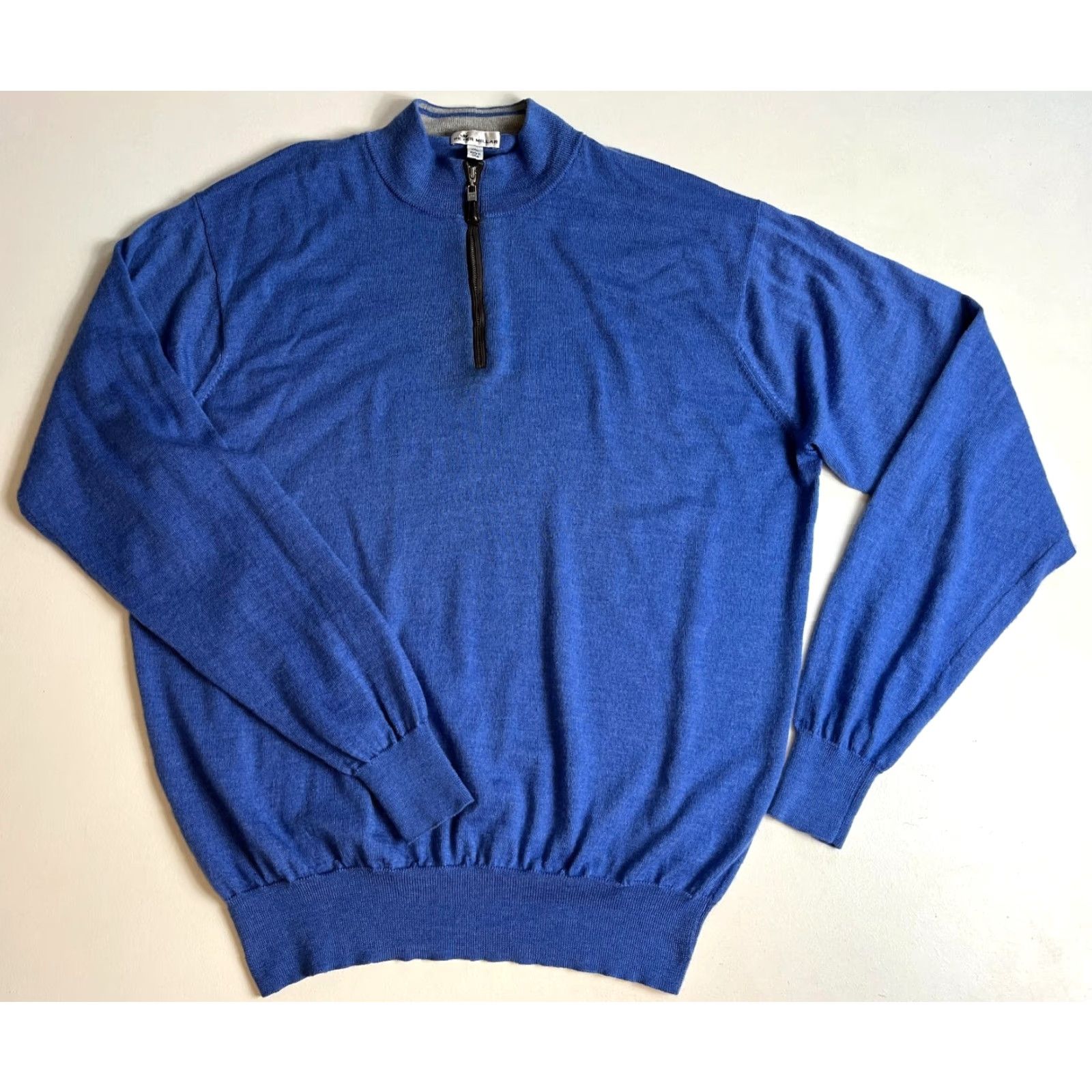 Peter Millar Peter Millar Nappa Trimmed 1/4 Zip Sweater Mens Merino Wool Silk Blue 2XL Regular Pullover Mock Neck Vintage/Preppy Style Size US XXL / EU 58 / 5 - 4 Thumbnail