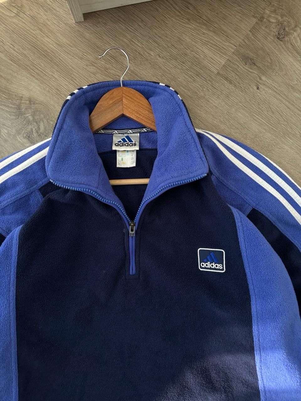 Adidas × Vintage Vintage Adidas 1/4 zip fleece blue hoodie Size US M / EU 48-50 / 2 - 15 Thumbnail