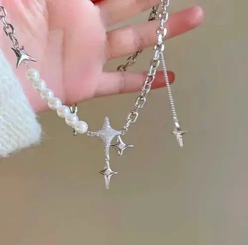 Japanese Brand Unisex punk star pendant multilayer pearl necklace chain Size ONE SIZE - 1 Thumbnail