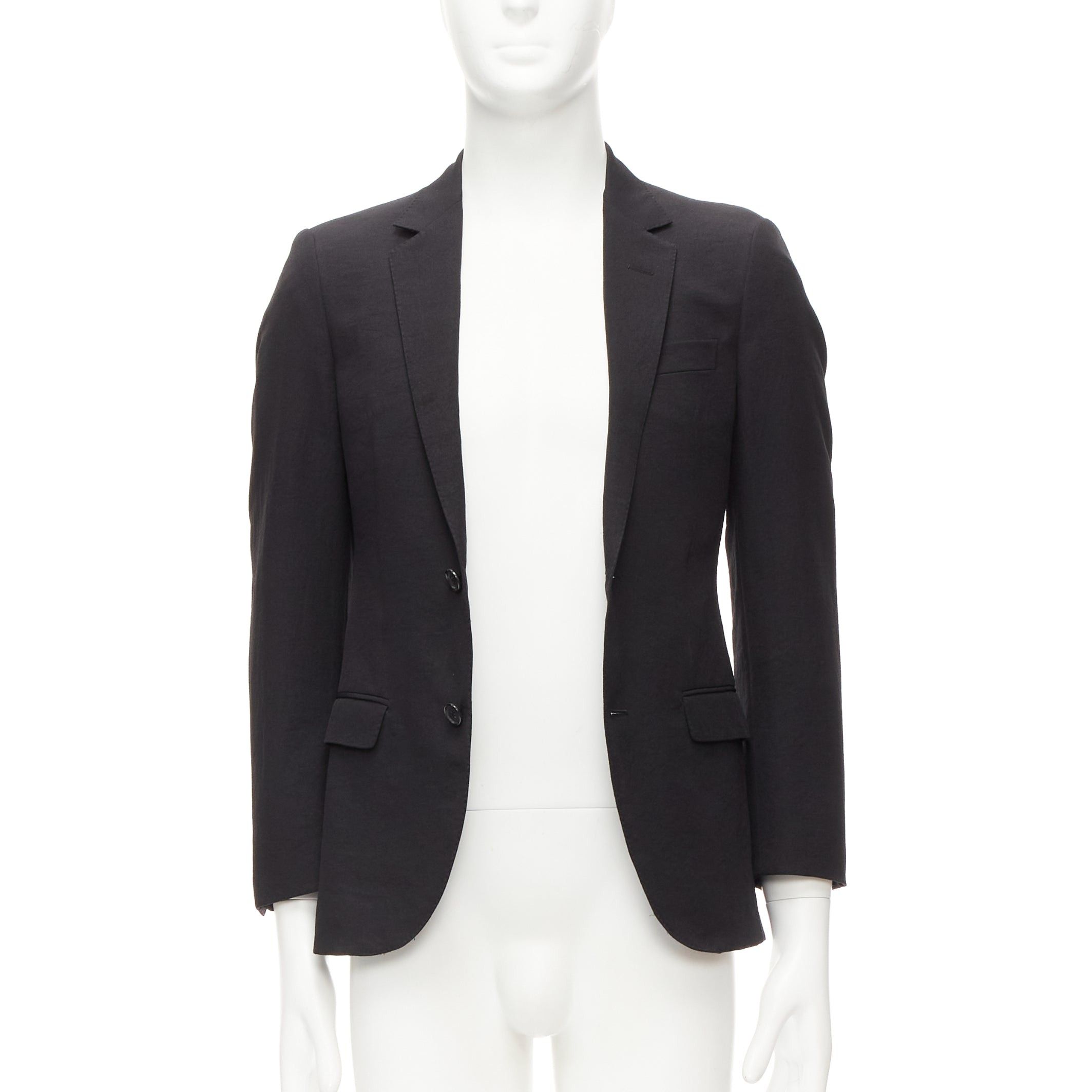 Lanvin LANVIN black waffle low shine single breast minimal suit blazer EU44 XS Size 46R - 1 Thumbnail