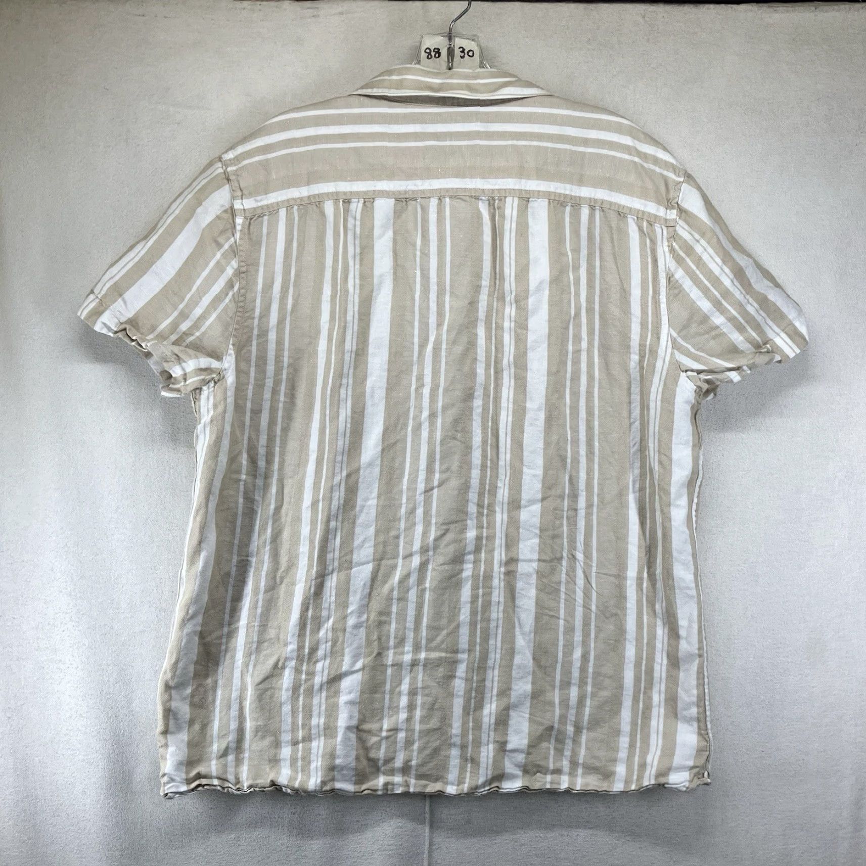 Perry Ellis Vintage Perry Ellis Men's Linen Blend Shirt Large Short Sleeve Beige Striped Casual Summer Beach boating Size US L / EU 52-54 / 3 - 2 Thumbnail