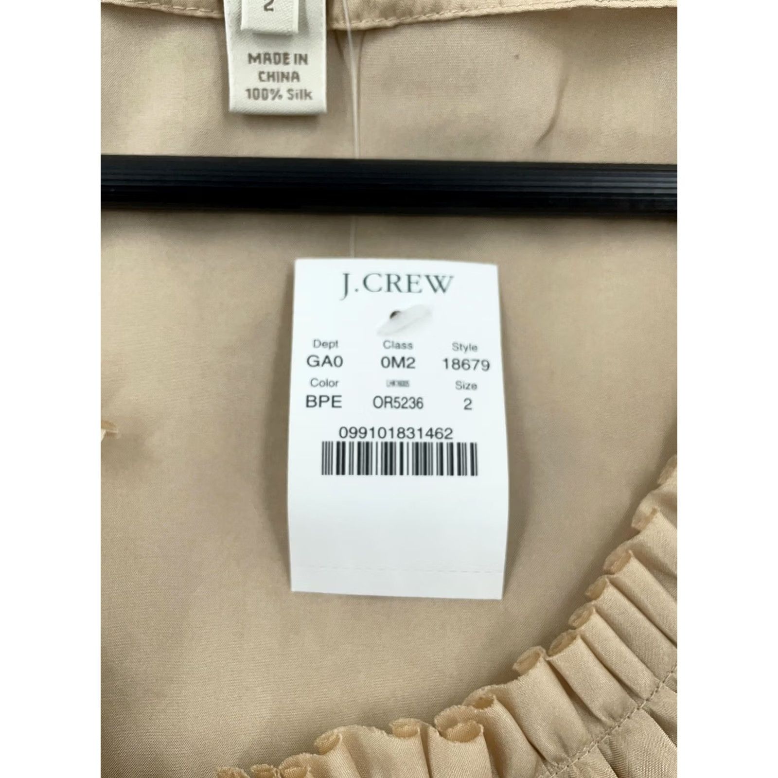 J.Crew J.Crew Blouse Top Women's 2 Beige Silk Sleeveless Round Neck Ruffle Applique Sleeveless Shirt Women Beige Silk Blouse 2 Size XS / US 0-2 / IT 36-38 - 7 Thumbnail
