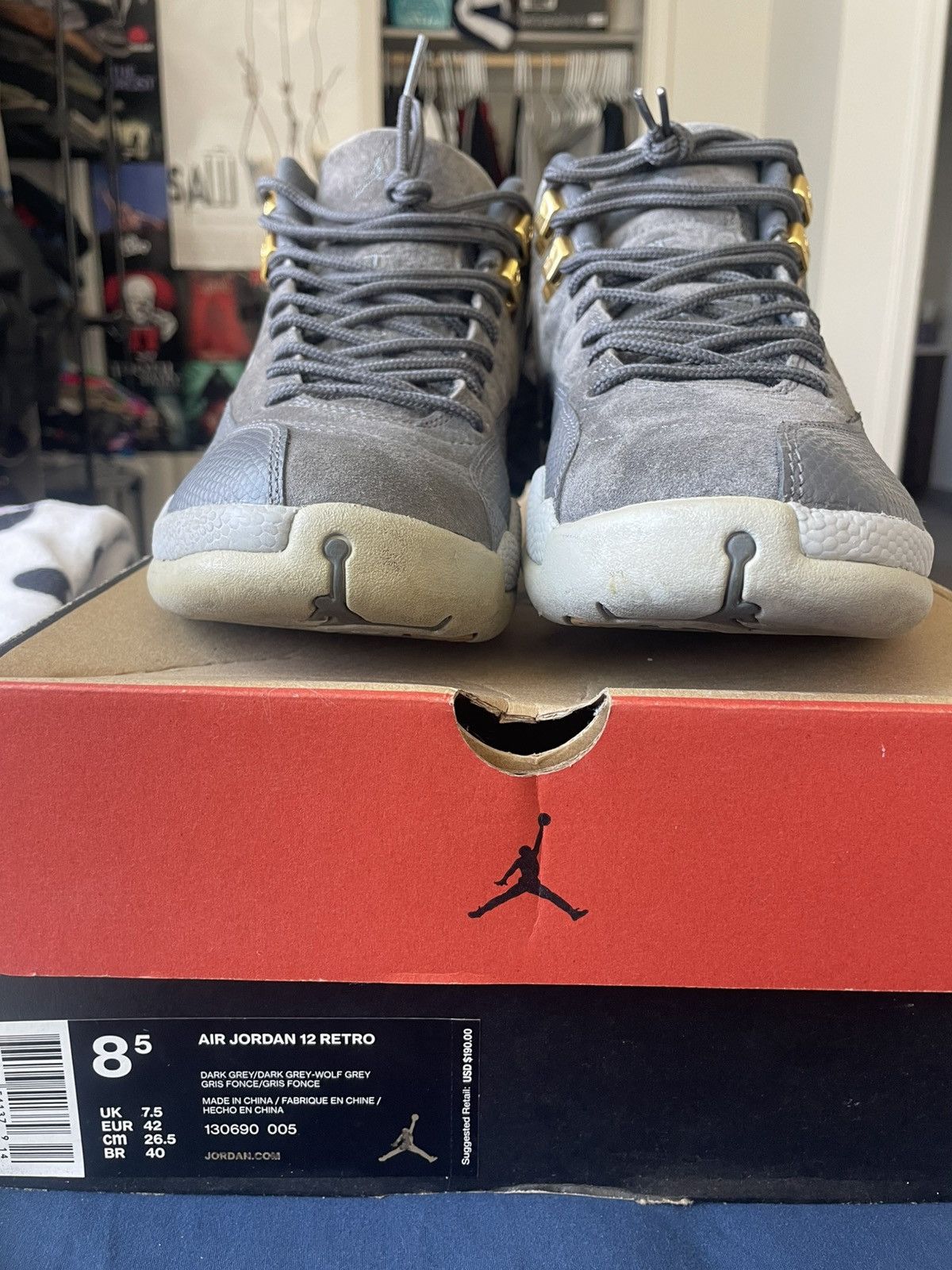 Jordan Brand Air Jordan 12 Retro Dark Grey Size US 8.5 / EU 41-42 - 5 Thumbnail