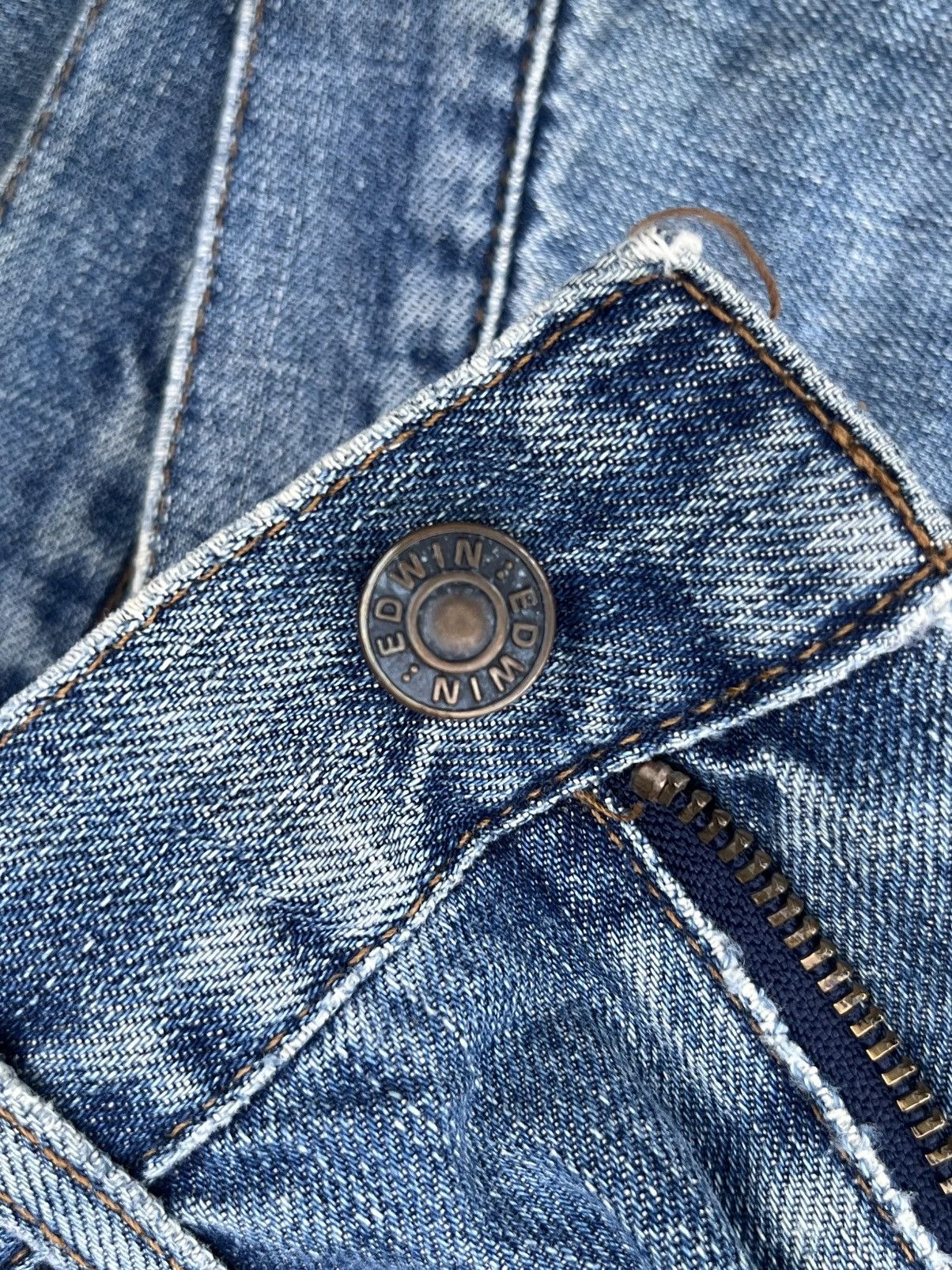 Edwin × Japanese Brand Vintage Japanese Brand Blue Washed Distressed Straight Jeans Size US 28 / EU 44 - 9 Thumbnail