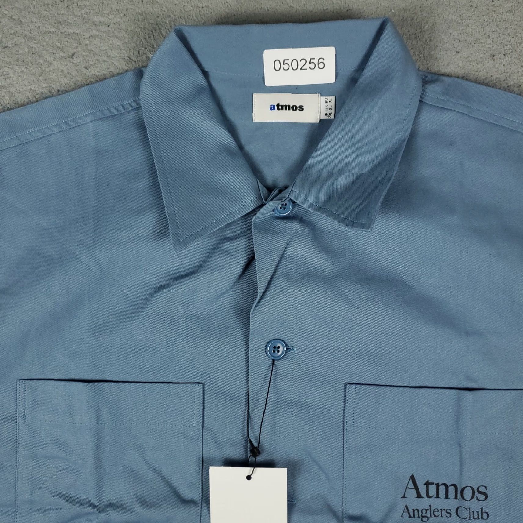 Vintage Atmos Shirt Men XL Blue Atmos Button-Up Shirt - Relaxed Fit, Short Sleeve, Collared, Classic/Preppy, Solid Cotton, Regular Size, Mens Size US XL / EU 56 / 4 - 2 Thumbnail