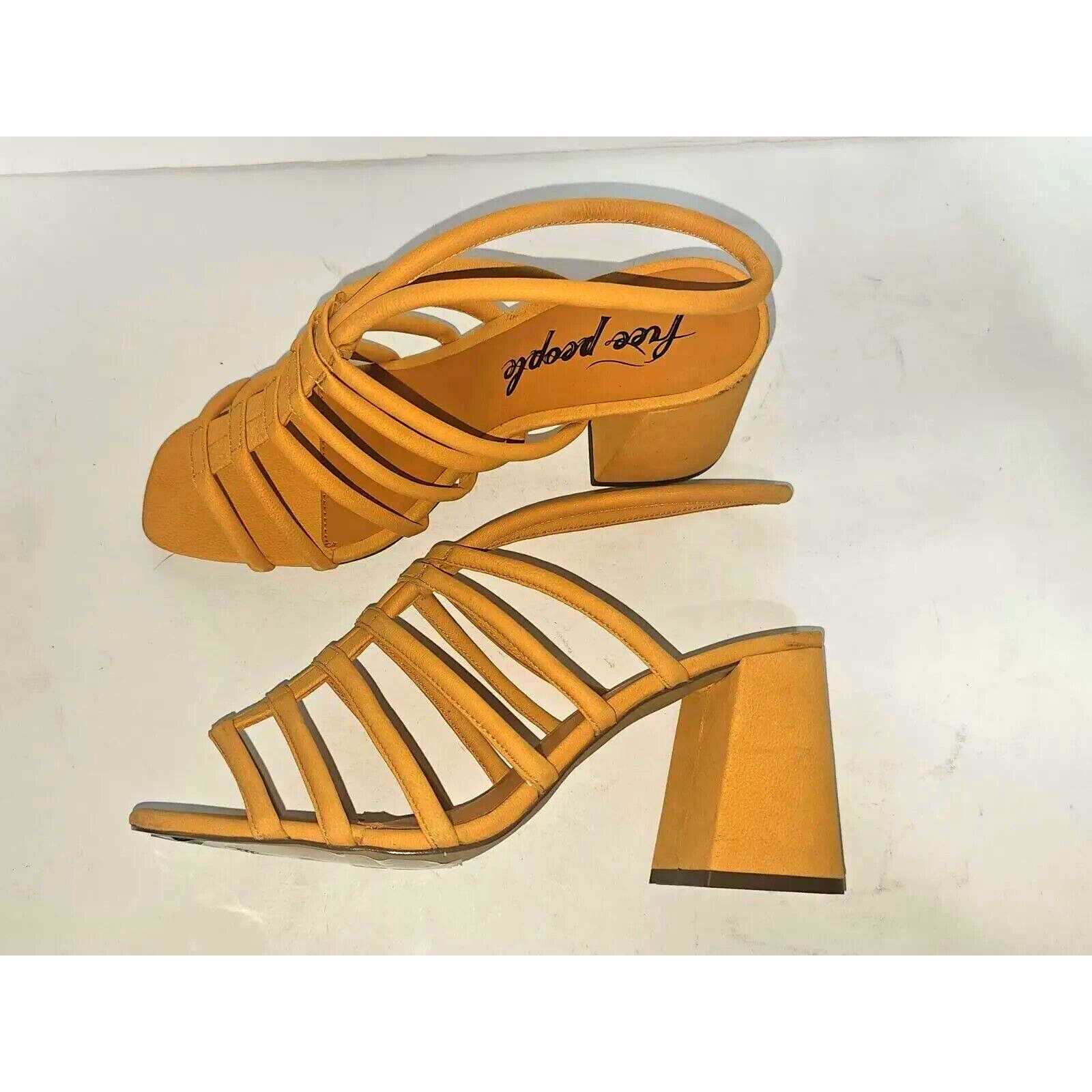 Free People Free People Colette Cinched Sandals Heel Mustard Leather 9.5 Size US 9.5 / IT 39.5 - 3 Thumbnail