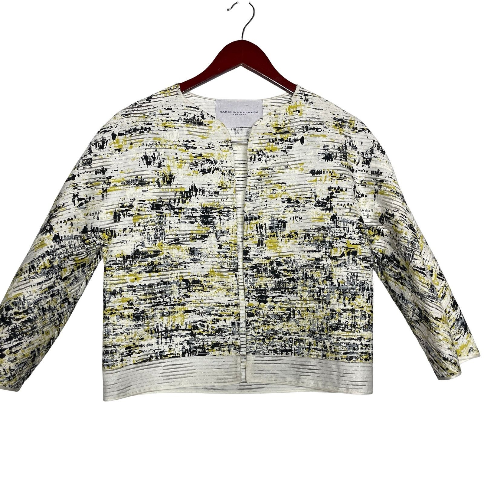 Carolina Herrera Carolina Herrera open collarless white yellow black jacket S Size S / US 4 / IT 40 - 1 Thumbnail