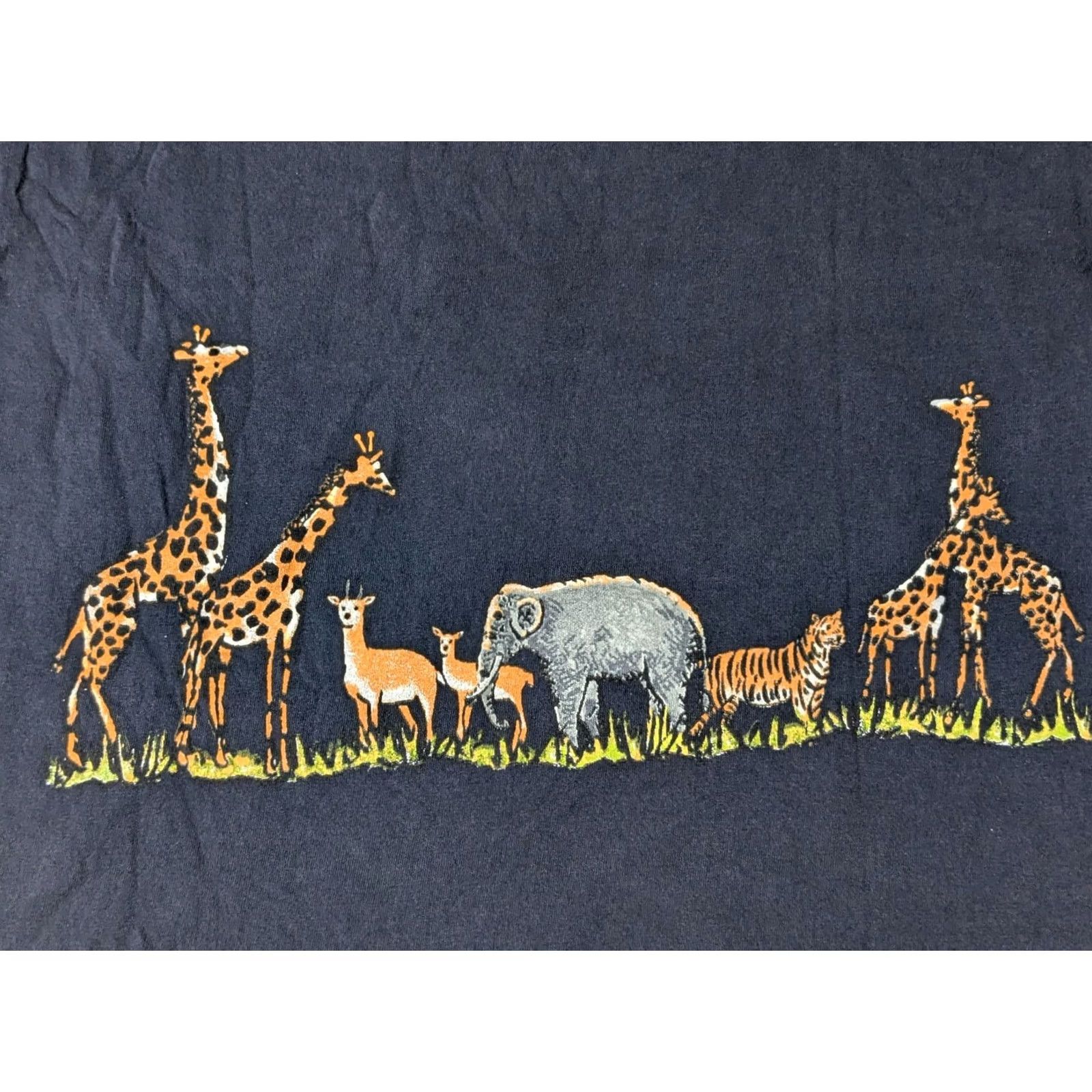Vintage CHIC T-Shirt Men L Blue VTG 90s THE WILD KINGDOM SAFARI Tiger Elephant Giraffe Double-Sided Crew Neck Short Sleeve Graphic Print Size US L / EU 52-54 / 3 - 5 Thumbnail
