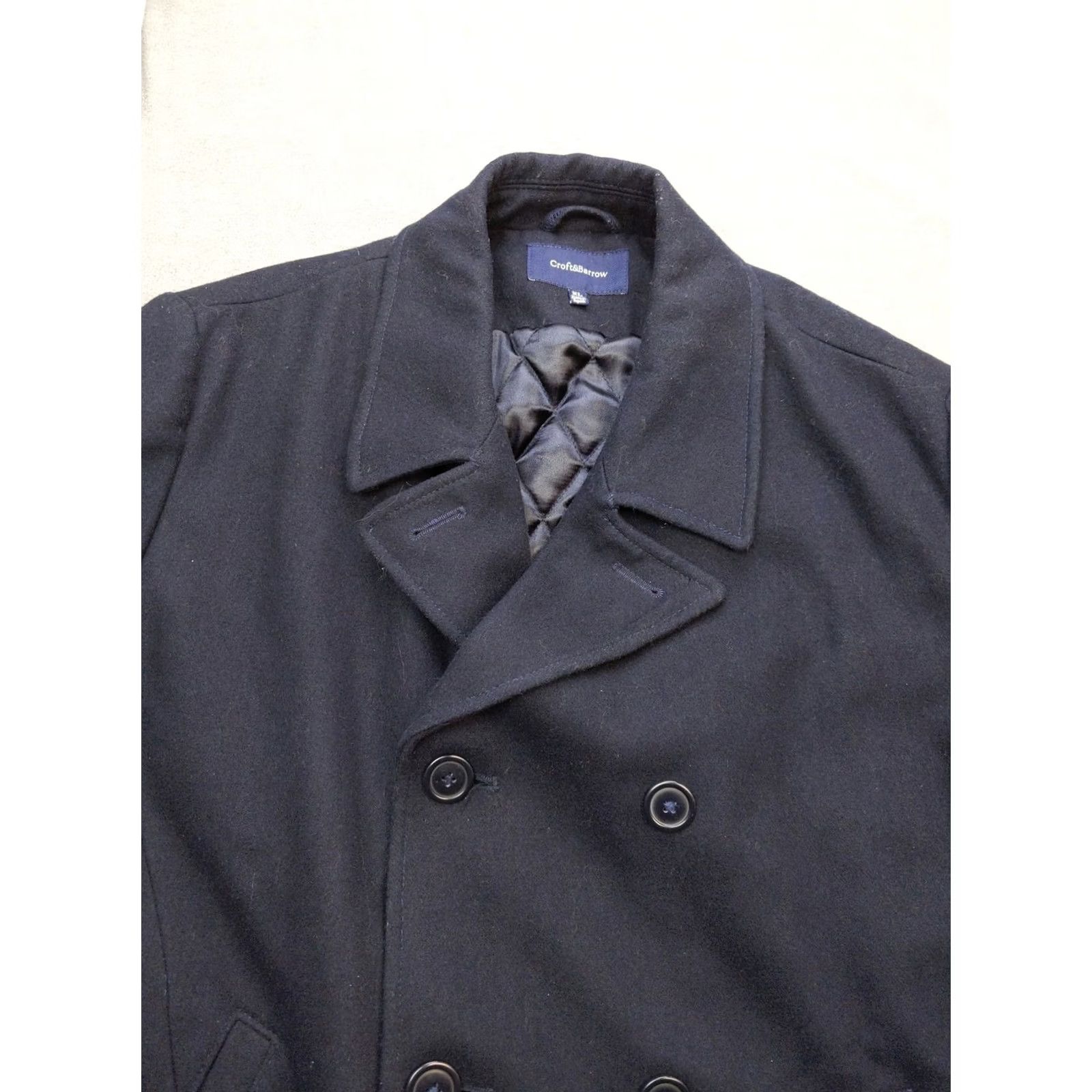 Croft & Barrow VINTAGE Croft & Barrow Coat Mens XL Navy Wool Pea Jacket Quilted Lined Winter Size US XL / EU 56 / 4 - 5 Thumbnail