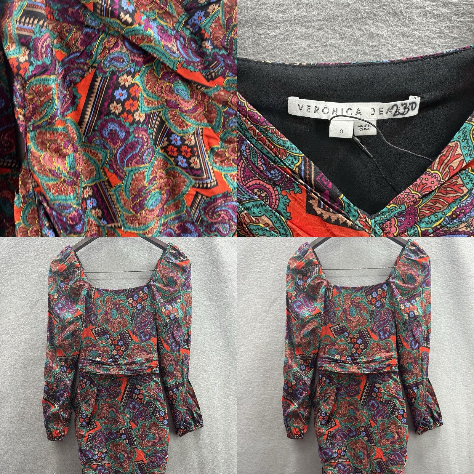 Veronica Beard Veronica Beard Bellino Dress Womens 0 Silk Long Sleeve Paisley Mini Boho Cottage Red Size XS / US 0-2 / IT 36-38 - 8 Thumbnail