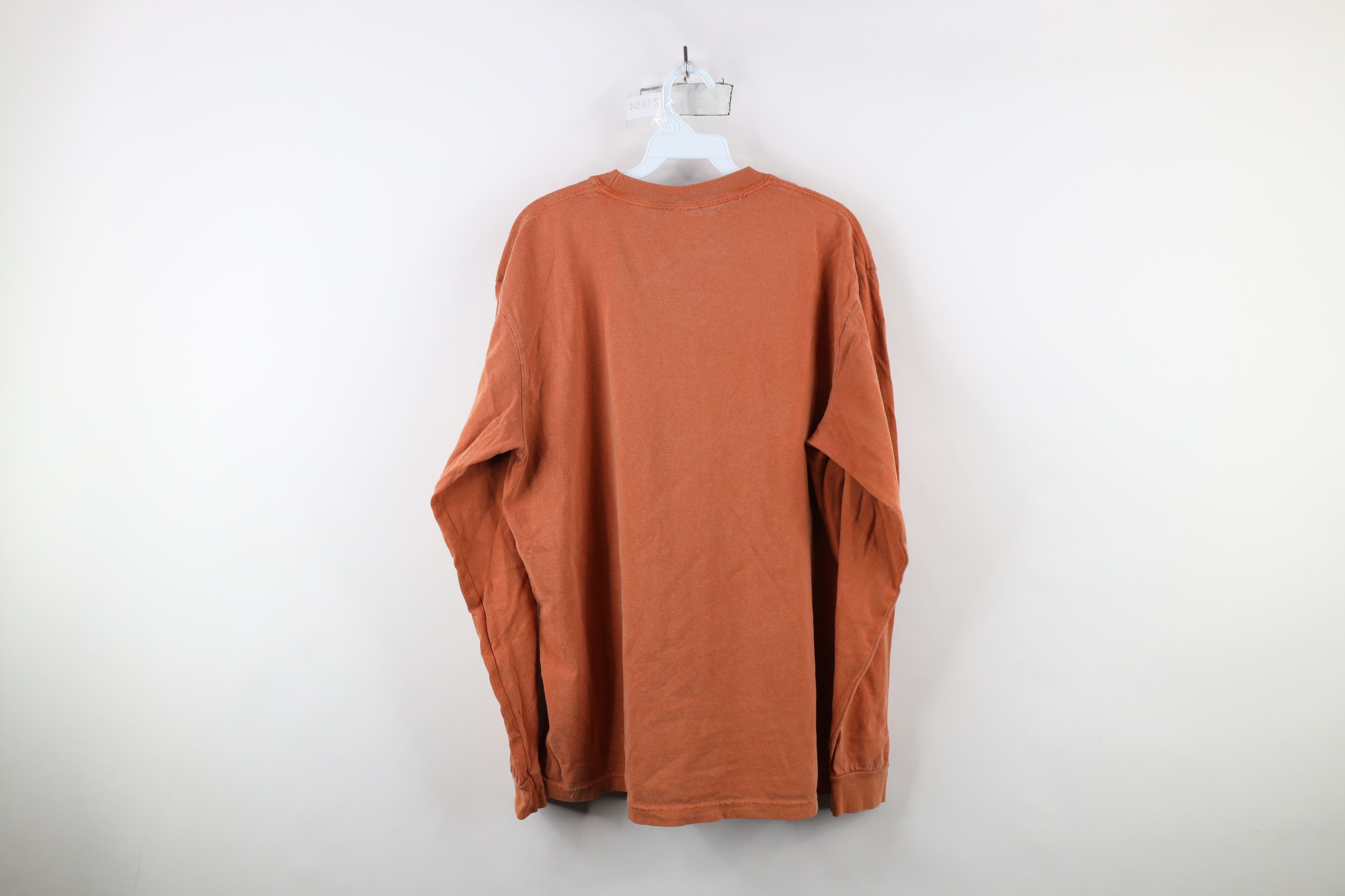 Vintage Vintage 90s Streetwear Stonewash Long Sleeve T-Shirt Orange Size US L / EU 52-54 / 3 - 9 Thumbnail