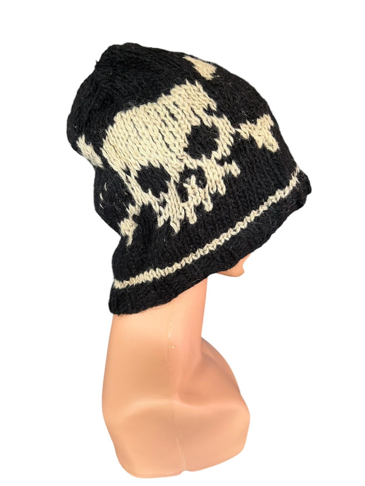 14th Addiction × Japanese Brand × Le Grande Bleu (L.G.B.) Skull Japanese Punk Style Knitted hairy Big Beanie Hats ☠️☠️ Size ONE SIZE - 4 Thumbnail
