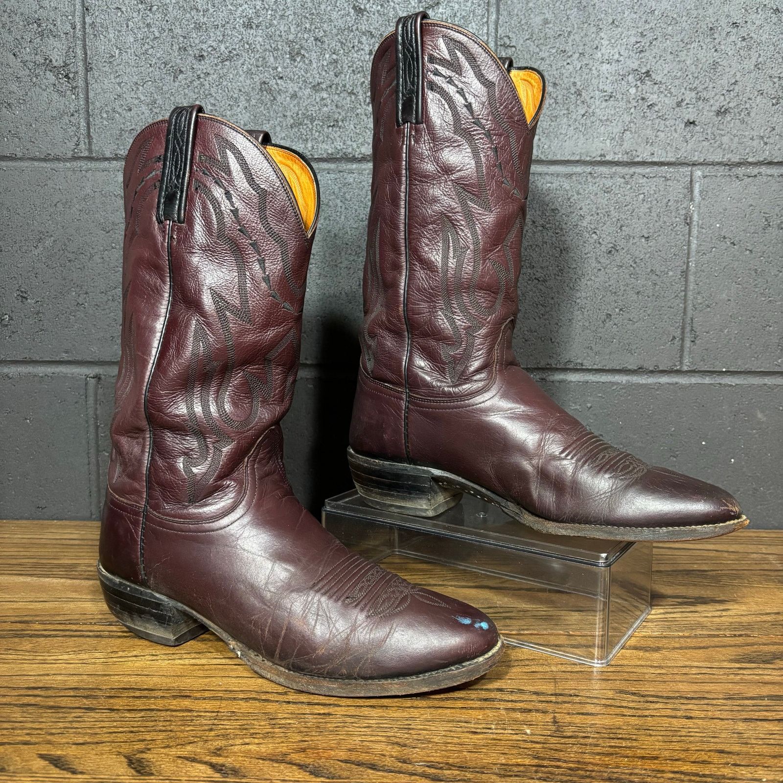 Lucchese Lucchese 2000 Black Cherry Leather Western Boots Men’s 10 2E Size US 10 / EU 43 - 1 Thumbnail