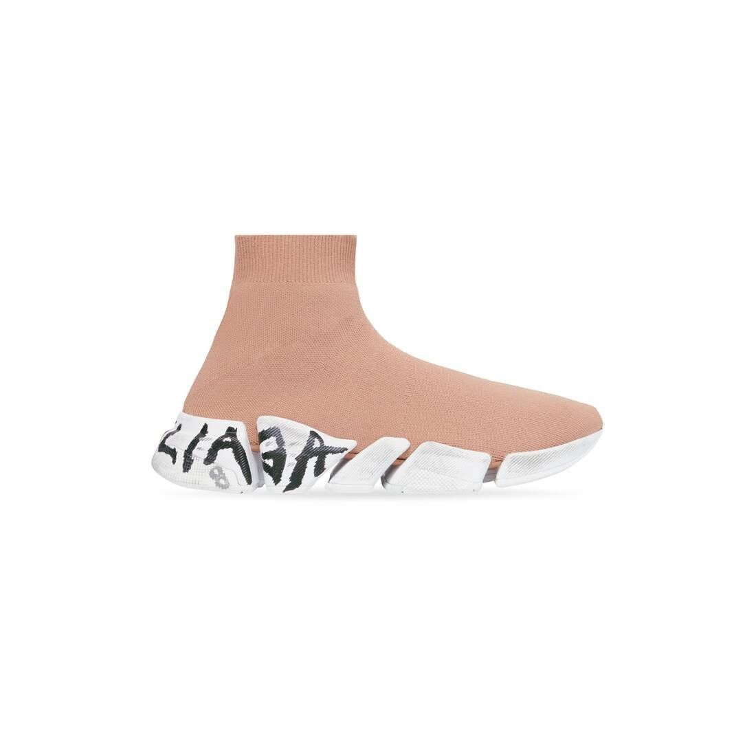 Balenciaga o1mt1gz0425 Speed 2.0 Graffiti Recycled Knit Sneakers Beige Size US 10 / EU 43 - 1 Thumbnail