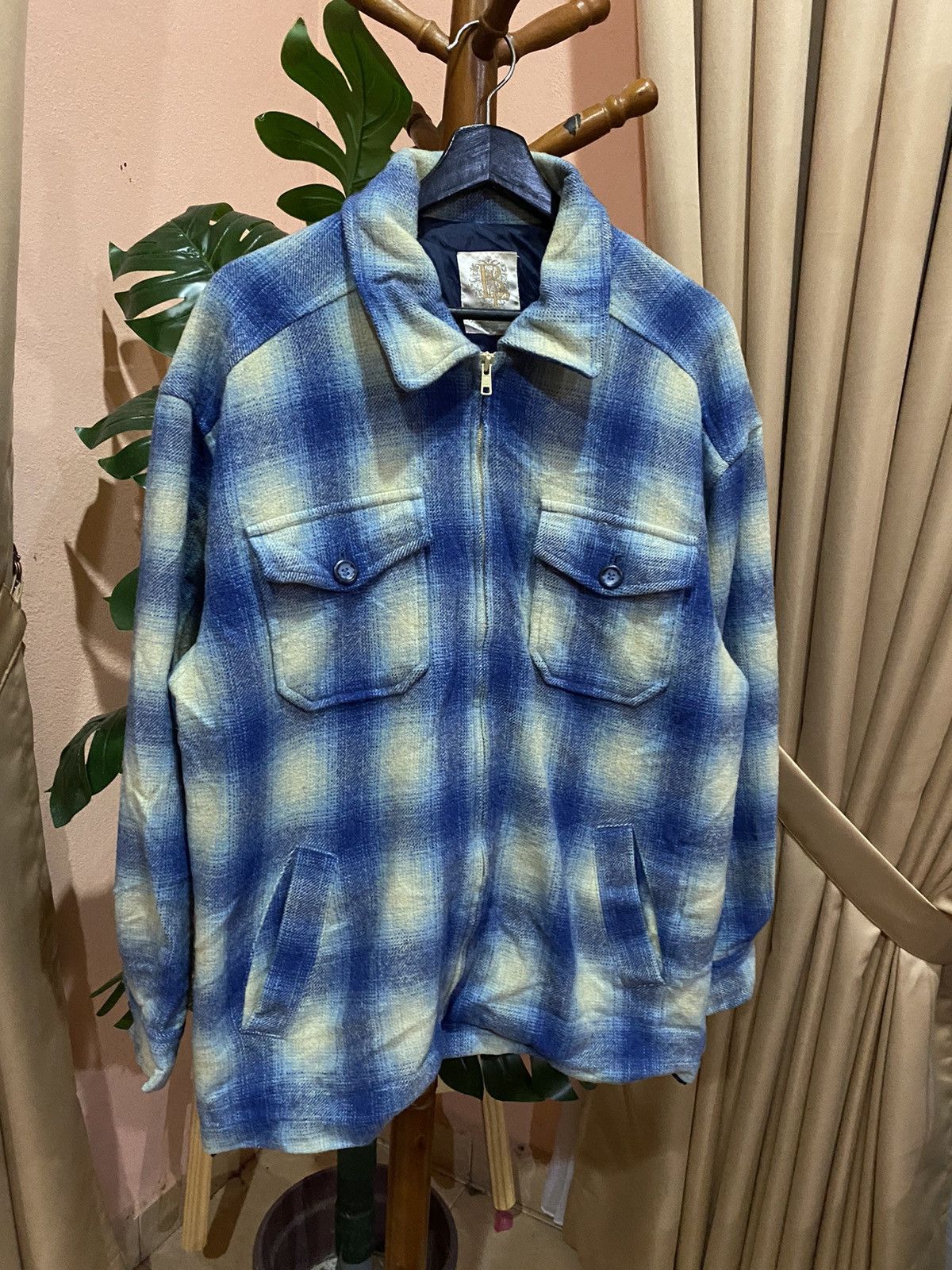 Japanese Brand Belle Paule Vintage Blue Plaid Wool Jacket - Retro Zip-Up Size US M / EU 48-50 / 2 - 3 Thumbnail