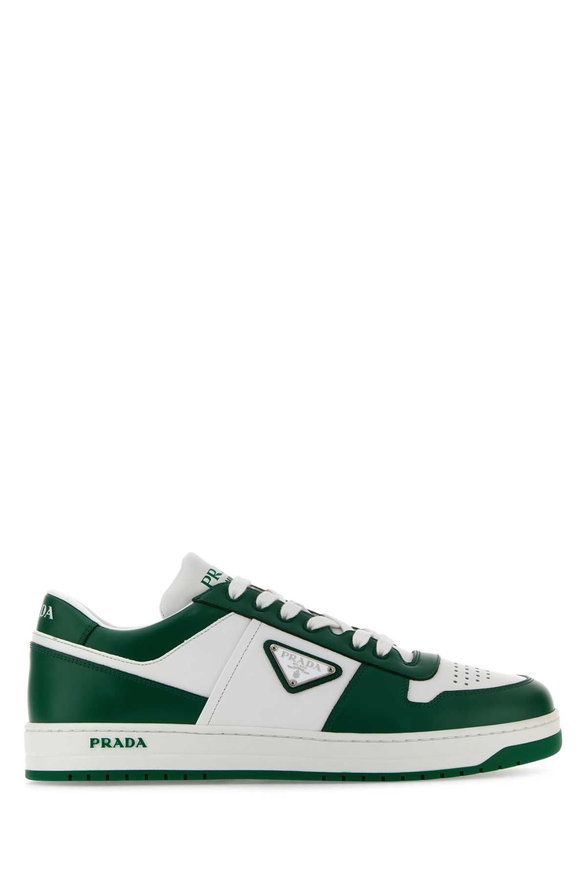 【関税&送料込】Prada Two-Tone Leather Downtown Sneakers Prada Downtown Bold Leather Sneakers | Saks Fifth Avenue