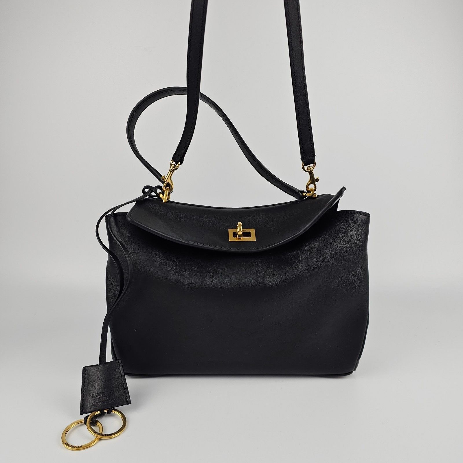 Balenciaga BALENCIAGA Rodeo Small $3650 Black Smooth Leather Shoulder B Size ONE SIZE - 2 Thumbnail