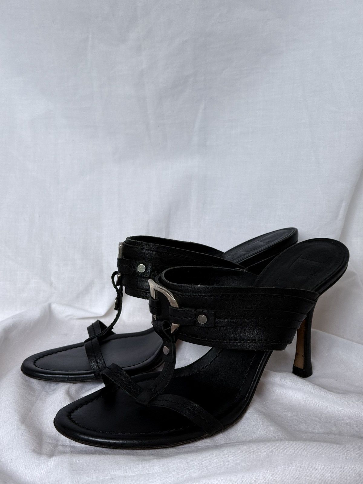 Dior Dior Black Leather Logo CD Sandals Size US 7 / IT 37 - 1 Thumbnail