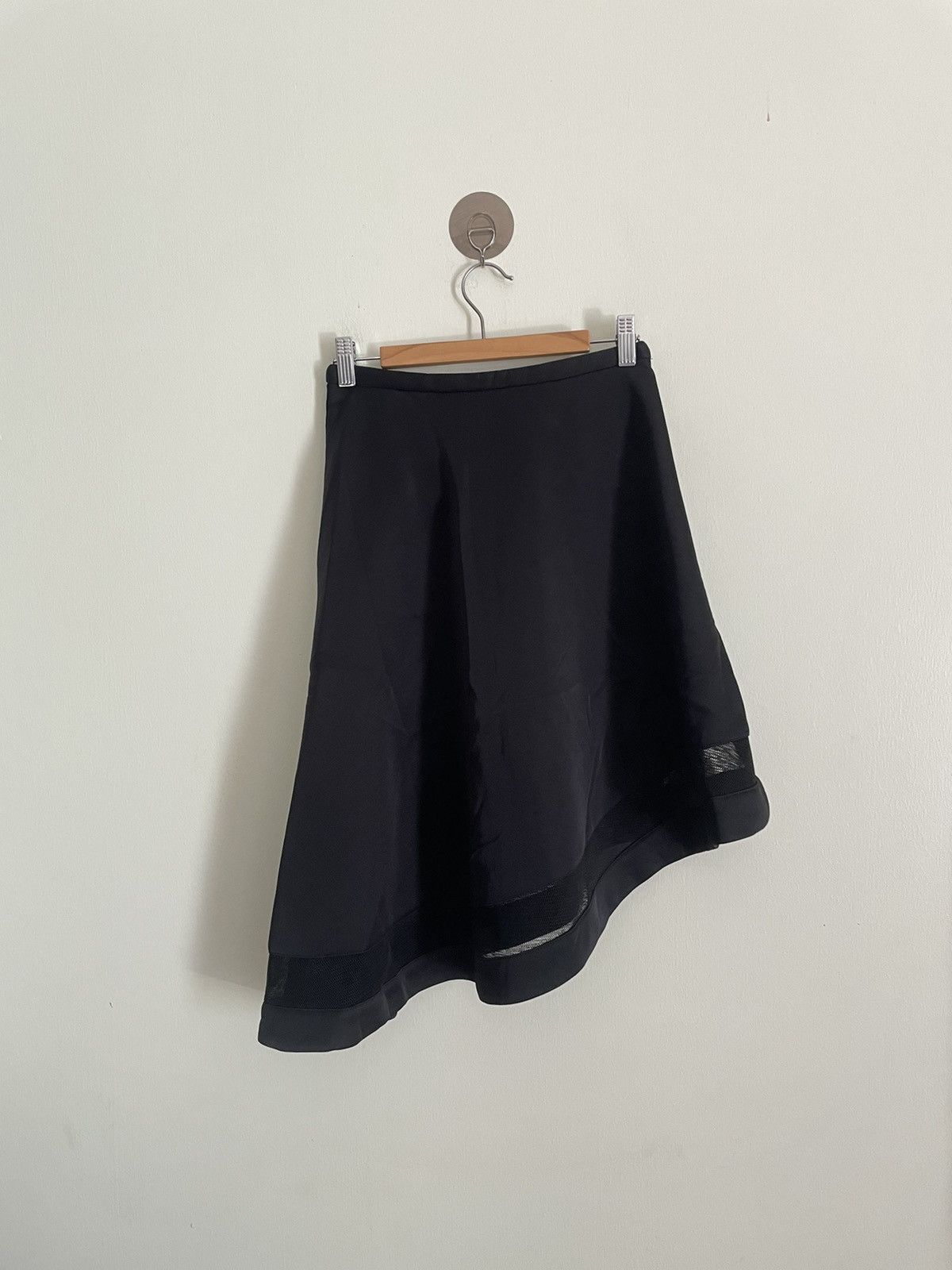 image of Aula Aila Mesh Trim Assymetrical Skirt in Black, Women's (Size 25)