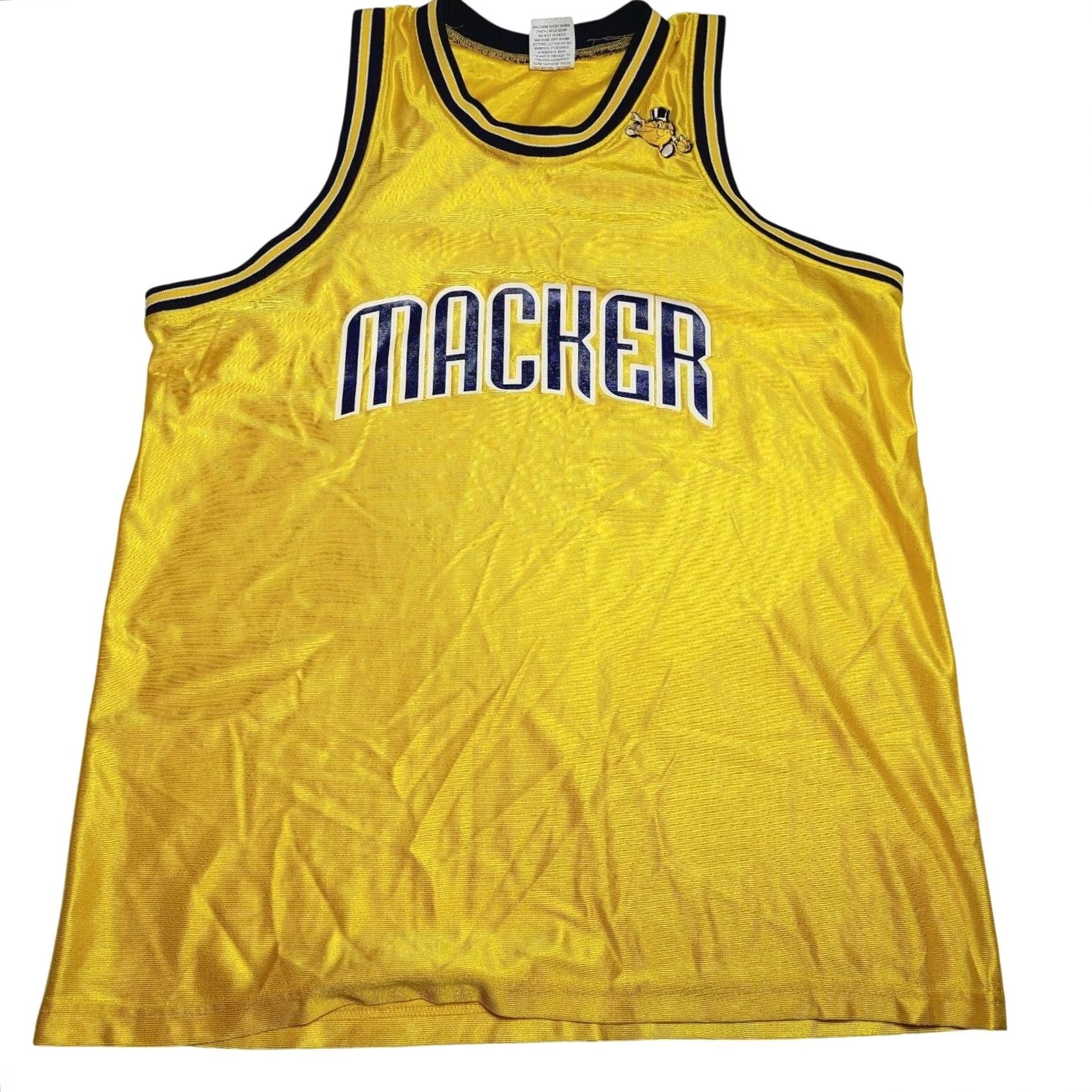 Vintage VINTAGE Gus Macker 90's Men's Large Basketball Jersey Yellow Michigan Mens Blue? Size US L / EU 52-54 / 3 - 2 Thumbnail