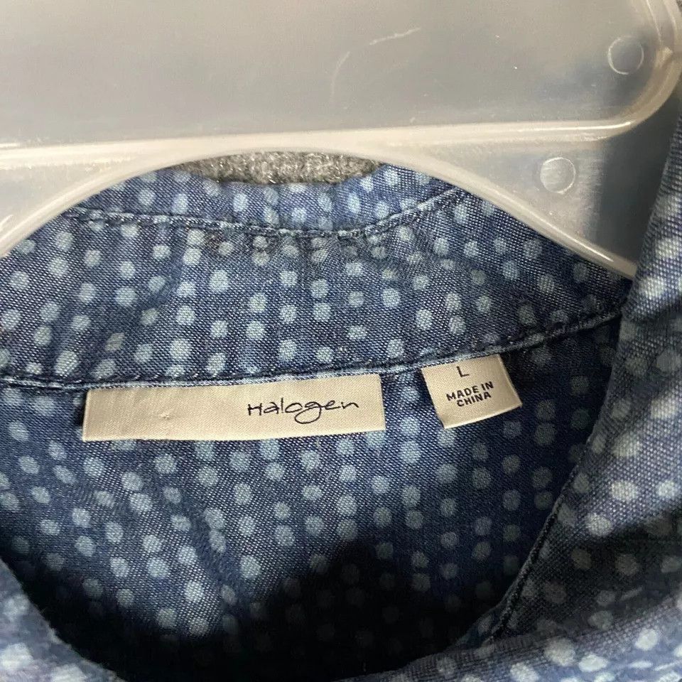 Other Halogen Button Up Top Women's Large Long Sleeve Polka Dots L Size L / US 10 / IT 46 - 2 Thumbnail