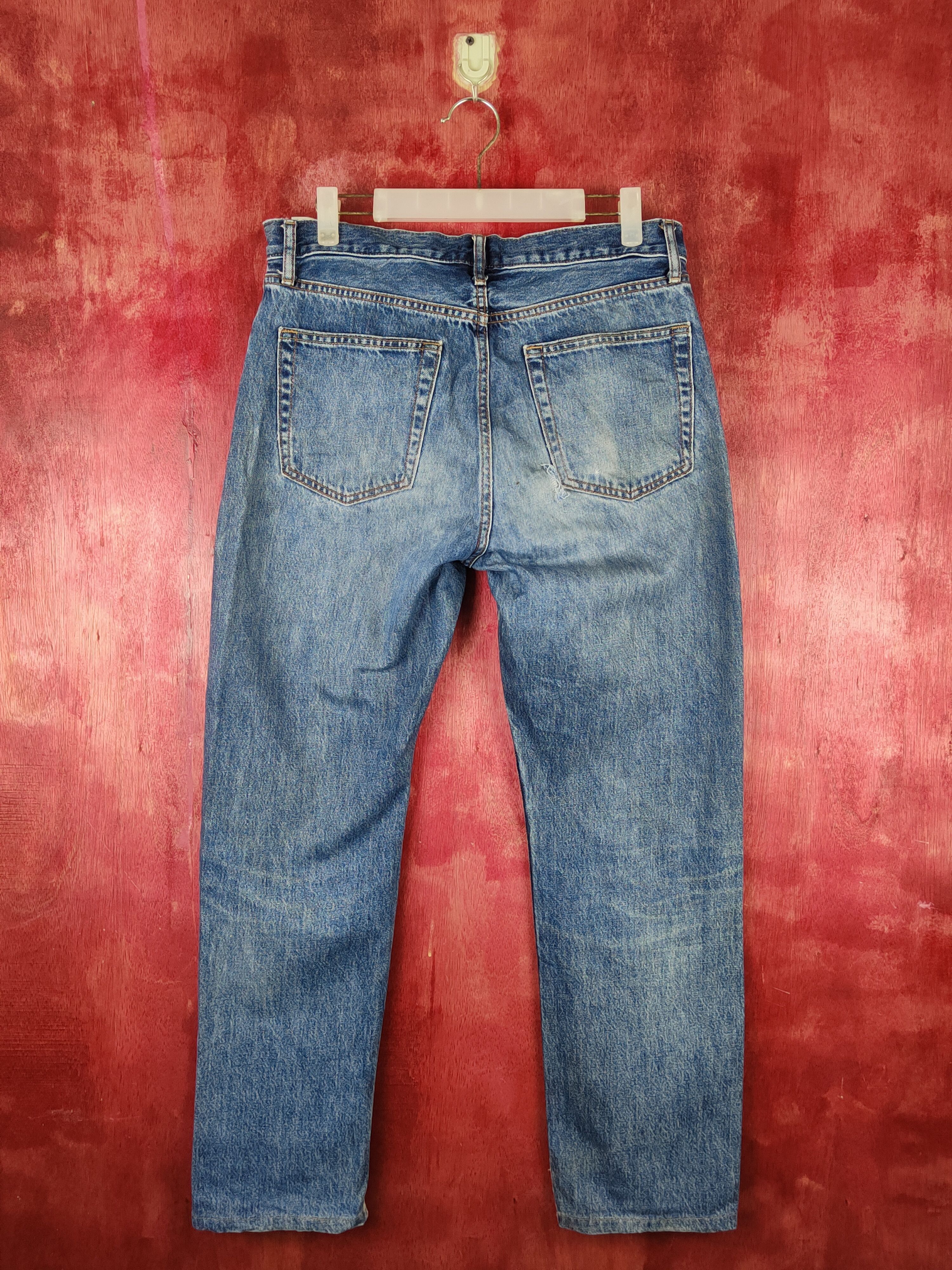 Japanese Brand Uniqlo Blue Faded Distressed Ripped Jeans #S1641 Size US 32 / EU 48 - 7 Thumbnail