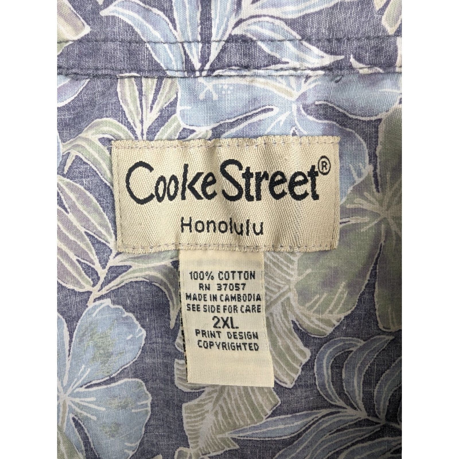 Vintage Cooke Street Shirt 2XL Mens Tropical Hawaiian Floral Blue Cotton Button-Up Short Sleeve Size US XXL / EU 58 / 5 - 6 Thumbnail