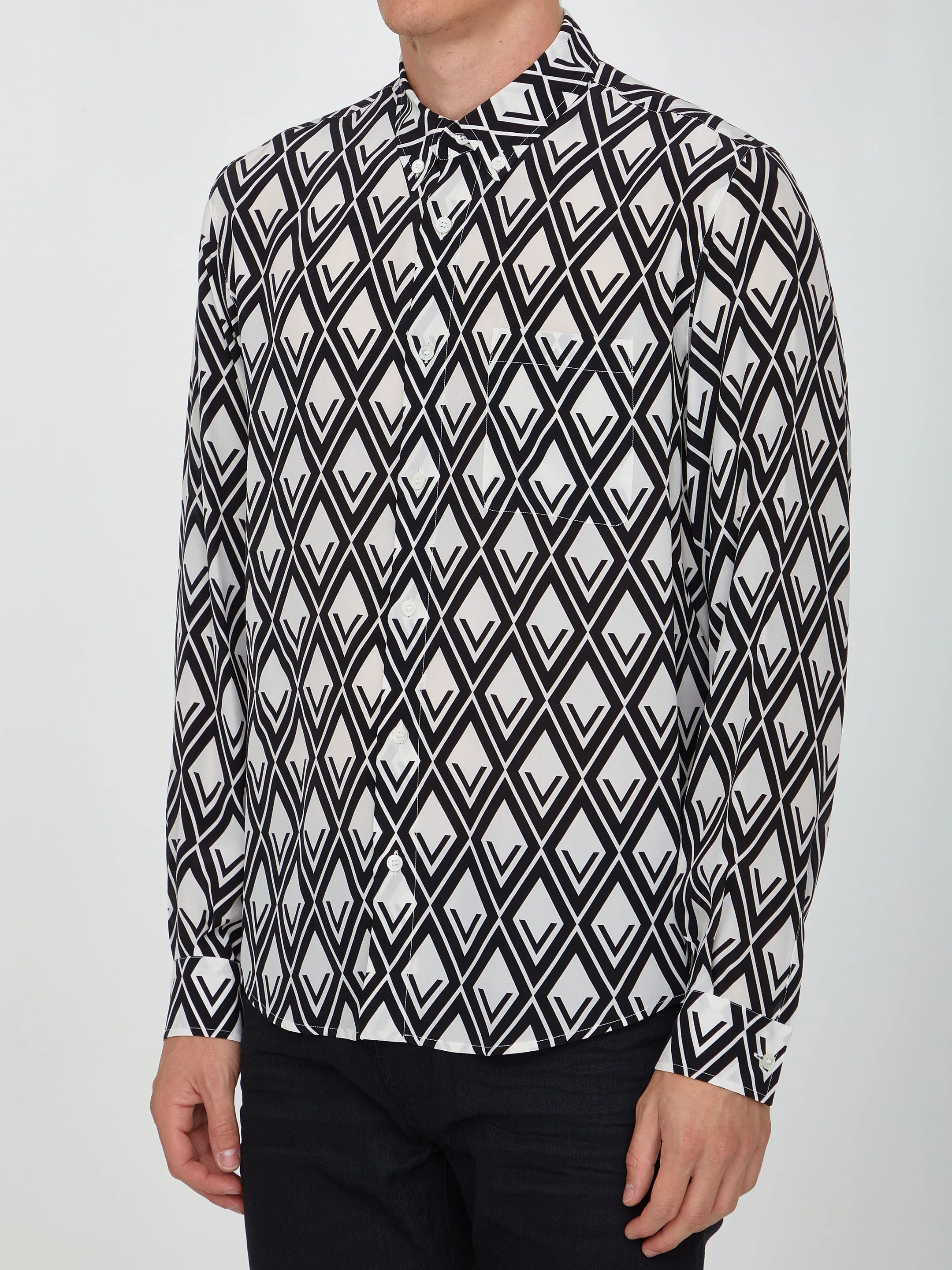 Valentino o1y0525 Patterned Shirt in White/Black Size US S / EU 44-46 / 1 - 2 Thumbnail