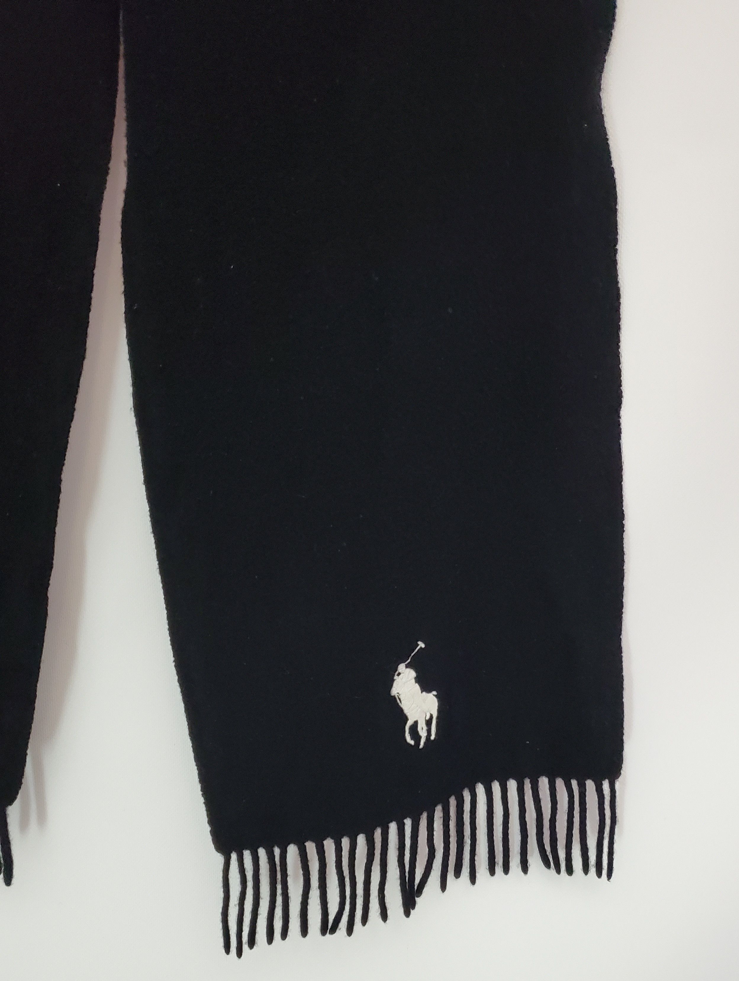Polo Ralph Lauren × Vintage Polo Ralph Lauren Black Scarf Muffler Wool Scarves Size ONE SIZE - 2 Thumbnail